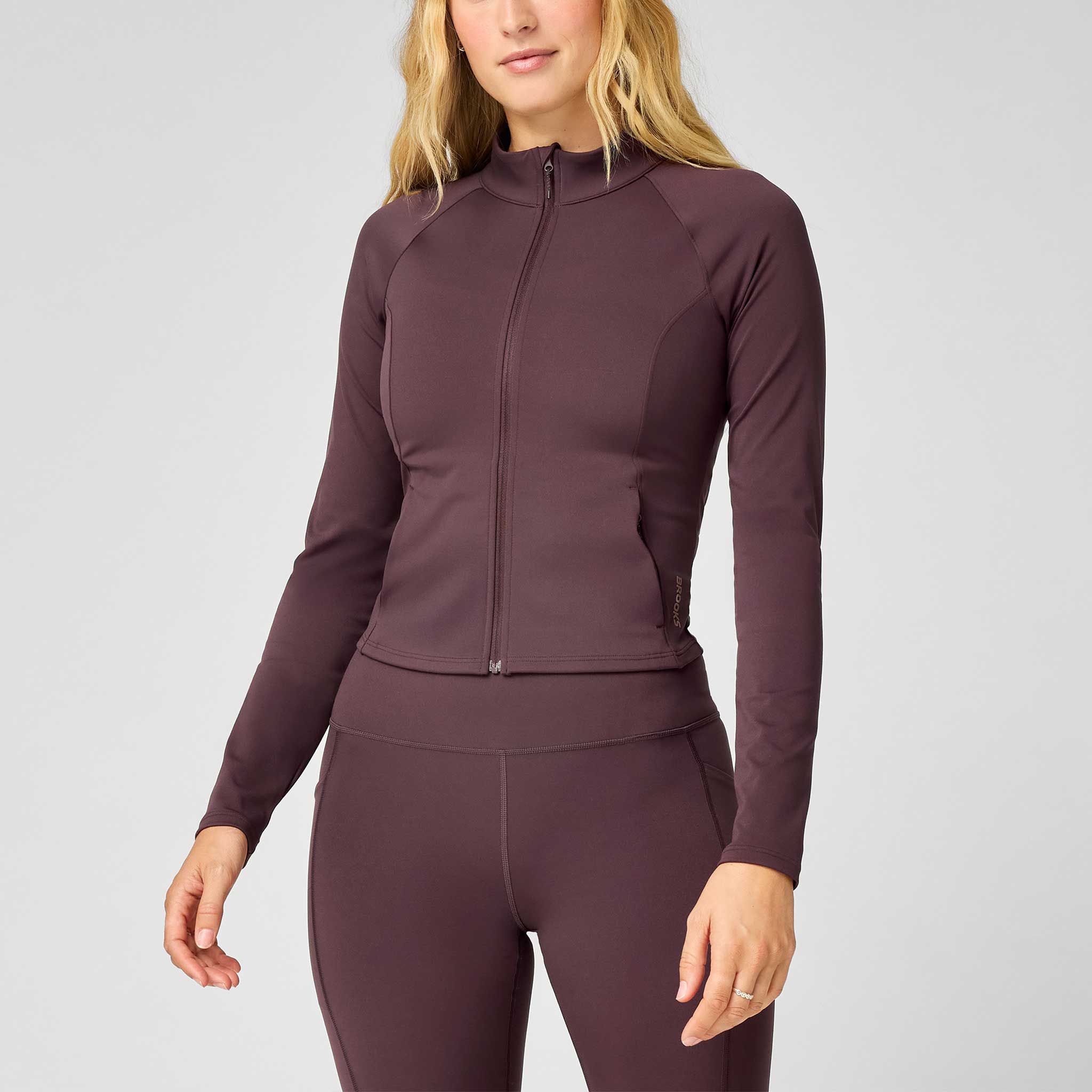 Brooks Movement Fitted Crop Jacket Women's Running Apparel Cocoa