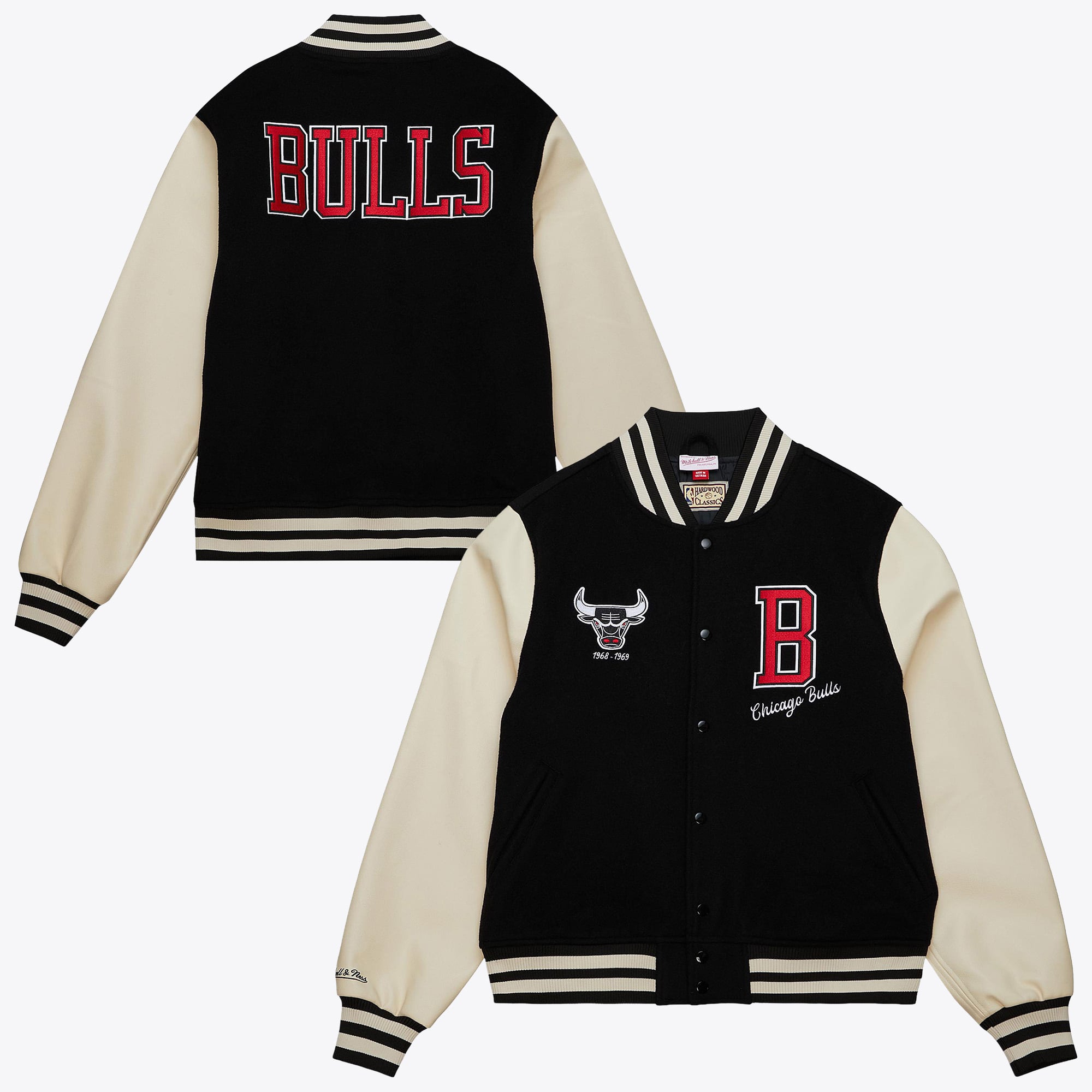 Chicago Bulls Mitchell & Ness Unisex-Collegejacke – Schwarz – Herren