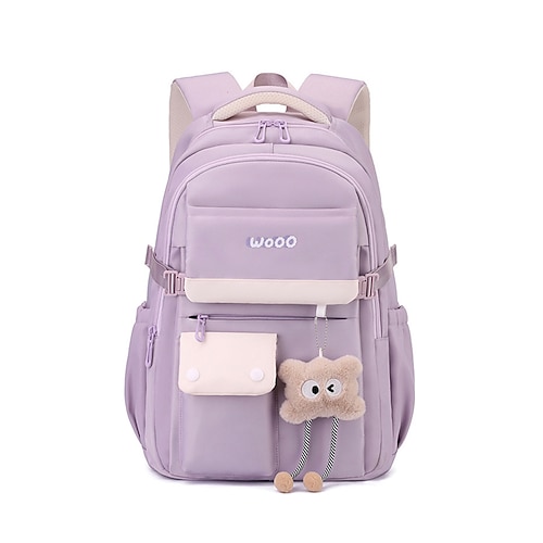 Zaino scolastico da ragazza, borsa per libri in poliestere impermeabile con passante per trolley, zaino multi-scomparto di grande capacità per scuola media, università, viaggi ritorno a scuola,