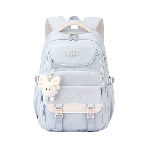 Zaino scolastico da ragazza, borsa per libri in poliestere impermeabile con passante per trolley, zaino multi-scomparto di grande capacità per scuola media, università, viaggi ritorno a scuola,