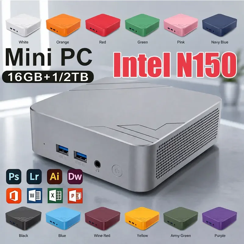 NEW Mini PC Windows 11 Intel N150 8GB 16GB RAM 1TB 2TB M.2 SSD WiFi6 BT5.2 4K HD Portable Gaming Computer Office PC Desktop