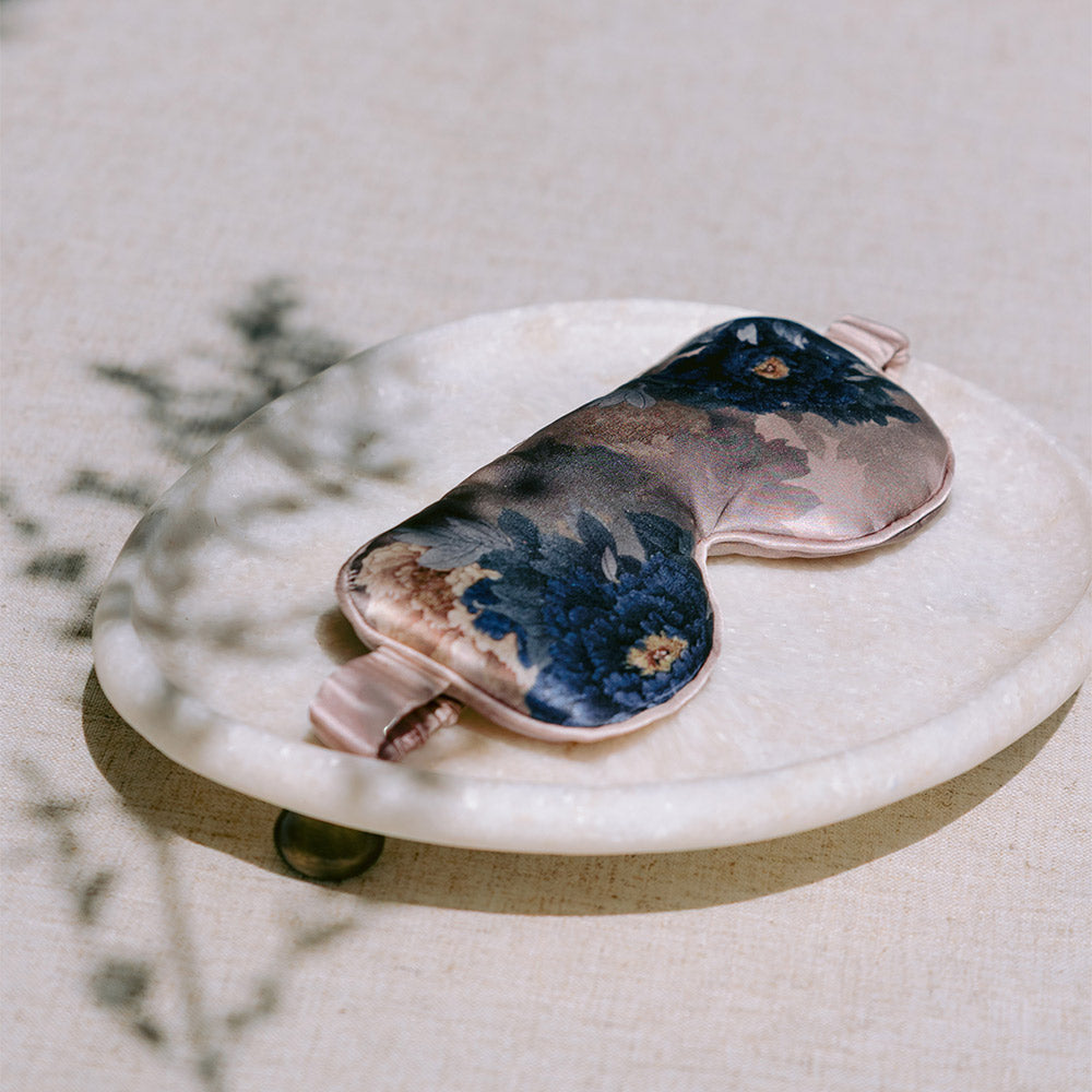Keina Washable Silk Eye Mask | Floral Padded Eye Mask - sepia rose - KIM + ONO