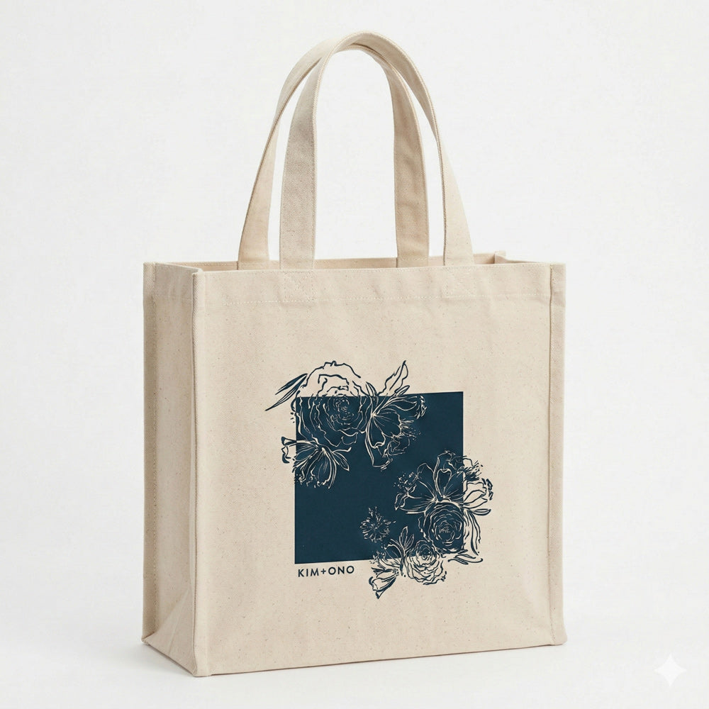 Jia Canvas Tote | Cotton Canvas Tote Bag with Bottle Holders - natural