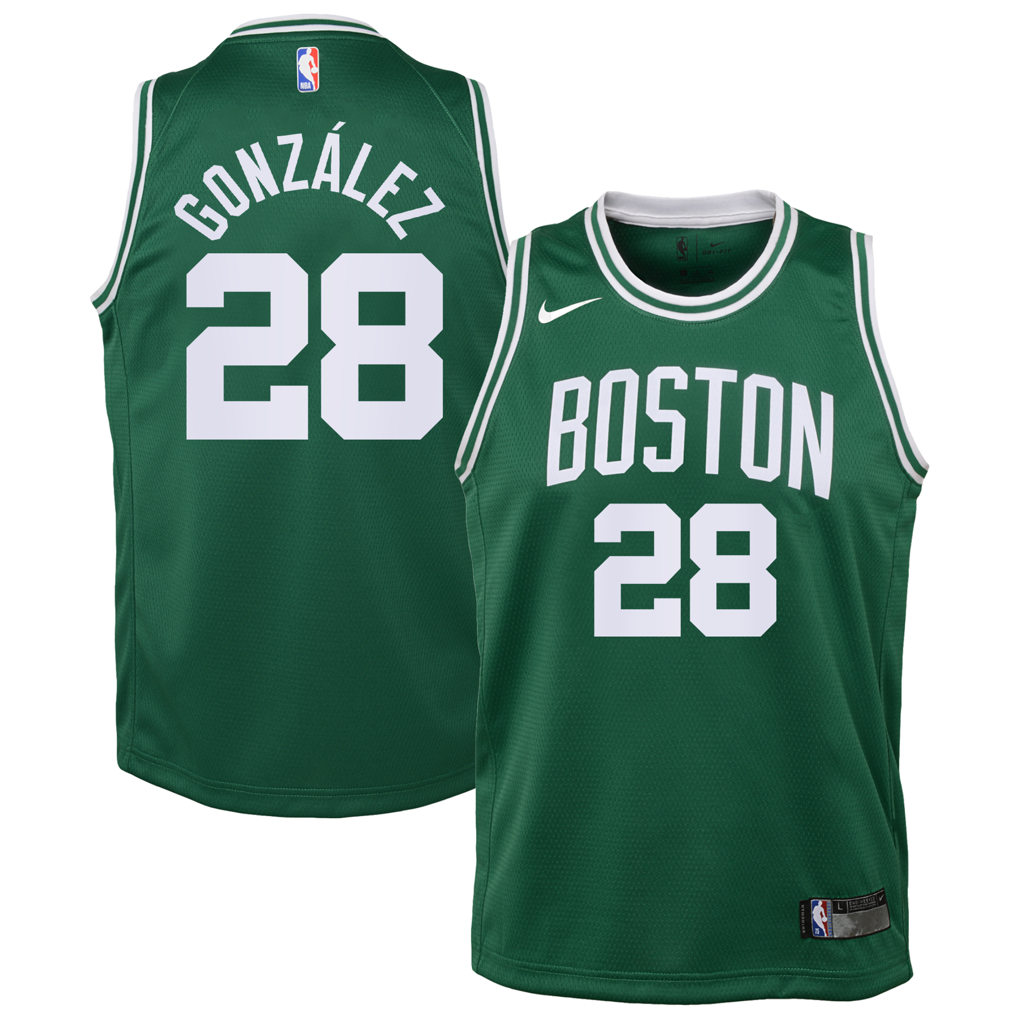 Maillot Swingman Nike Icon Edition des Boston Celtics - Vert Kelly - Hugo González - Jeune - unisexe Taille: M (10/12)