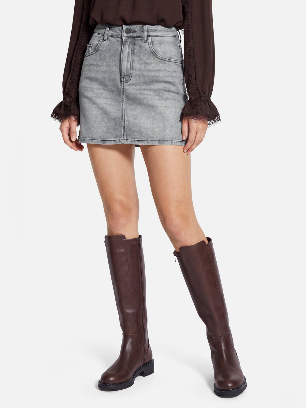 Noisy May Jeans-Minirock Damen hellgrau, S