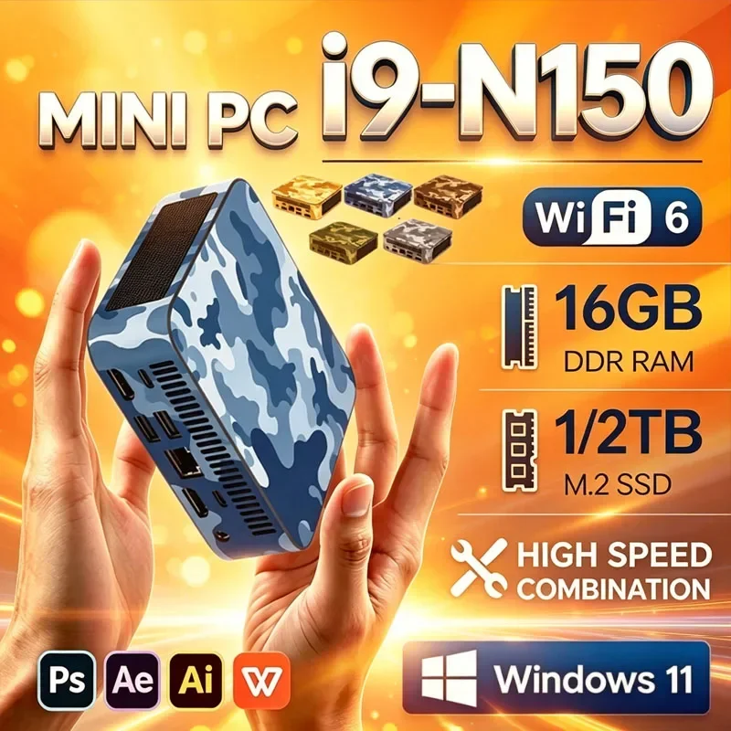 Mini PC Intel Core I9 N150 Windows 11 Pro 16GB 32GB DDR4 1TB SSD WIFI 6 BT5.2 4K HD Desktop Computer Gaming Pc Gamer 2026