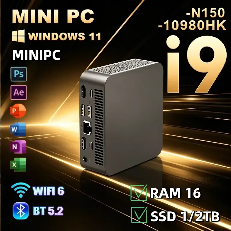 Portable Mini PC Intel Core I9 10980HK Windows11 Small Pocket Cmputer 16GB RAM 1TB SSD WIFI6 BT5.2 4K Desktop PC Gaming Computer