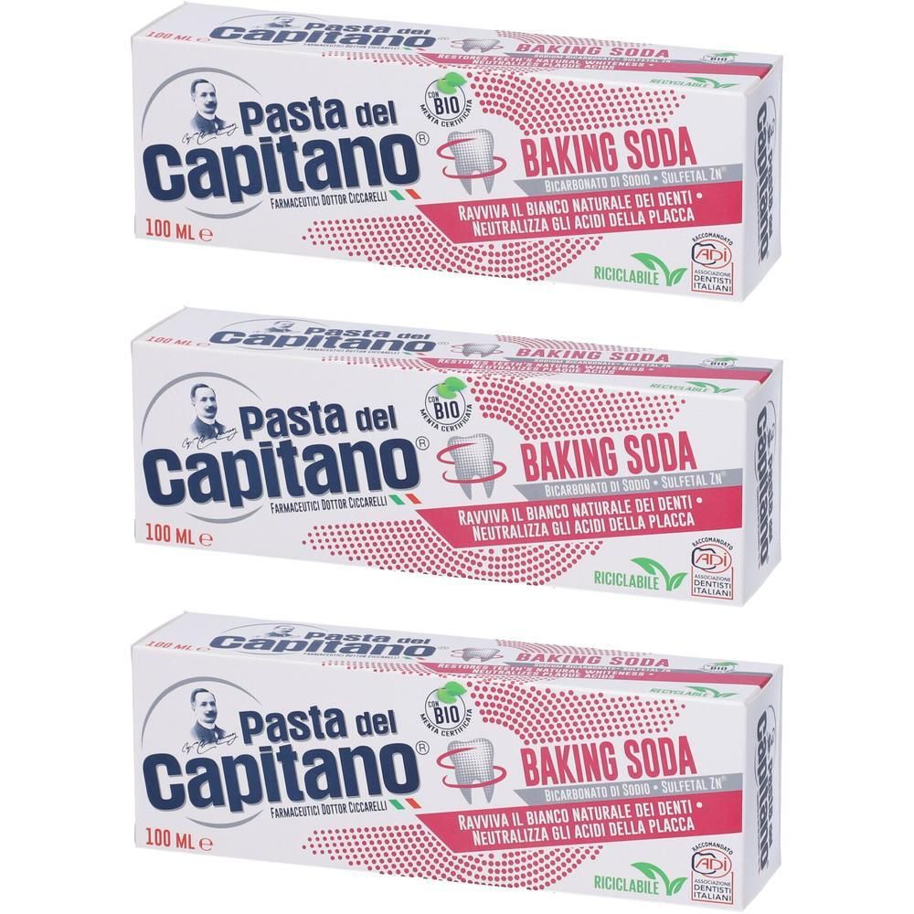 Pasta Del Capitano Dentifricio Baking Soda 3x100 ml Collutorio