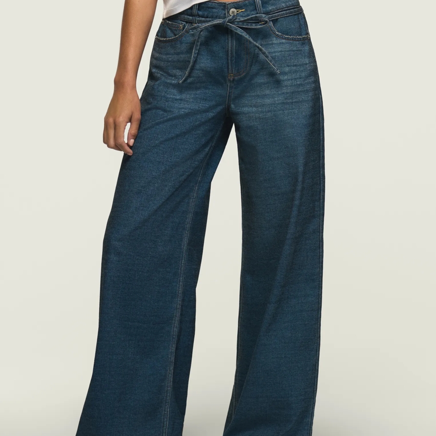 Lucky Brand Denim Luxe Belted Wide Leg - Women's Pants Denim Wide Leg Jeans in Warm Soul Wash, Size 32 x 29