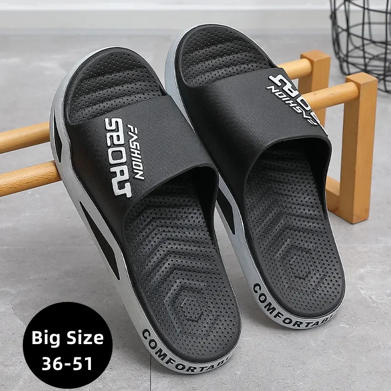 Große Größe 36-51 Männer Außerhalb Hausschuhe Sommer Strand Sandalen Dicke Sohle Rutschfeste Rutschen Mode Rutschen Indoor Casual Badezimmer Schuhe