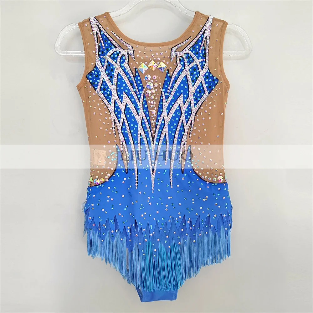 LIUHUO personnaliser femmes fille Costume Performance justaucorps de gymnastique rythmique compétition robe de patinage sur glace bleu adolescent moderne