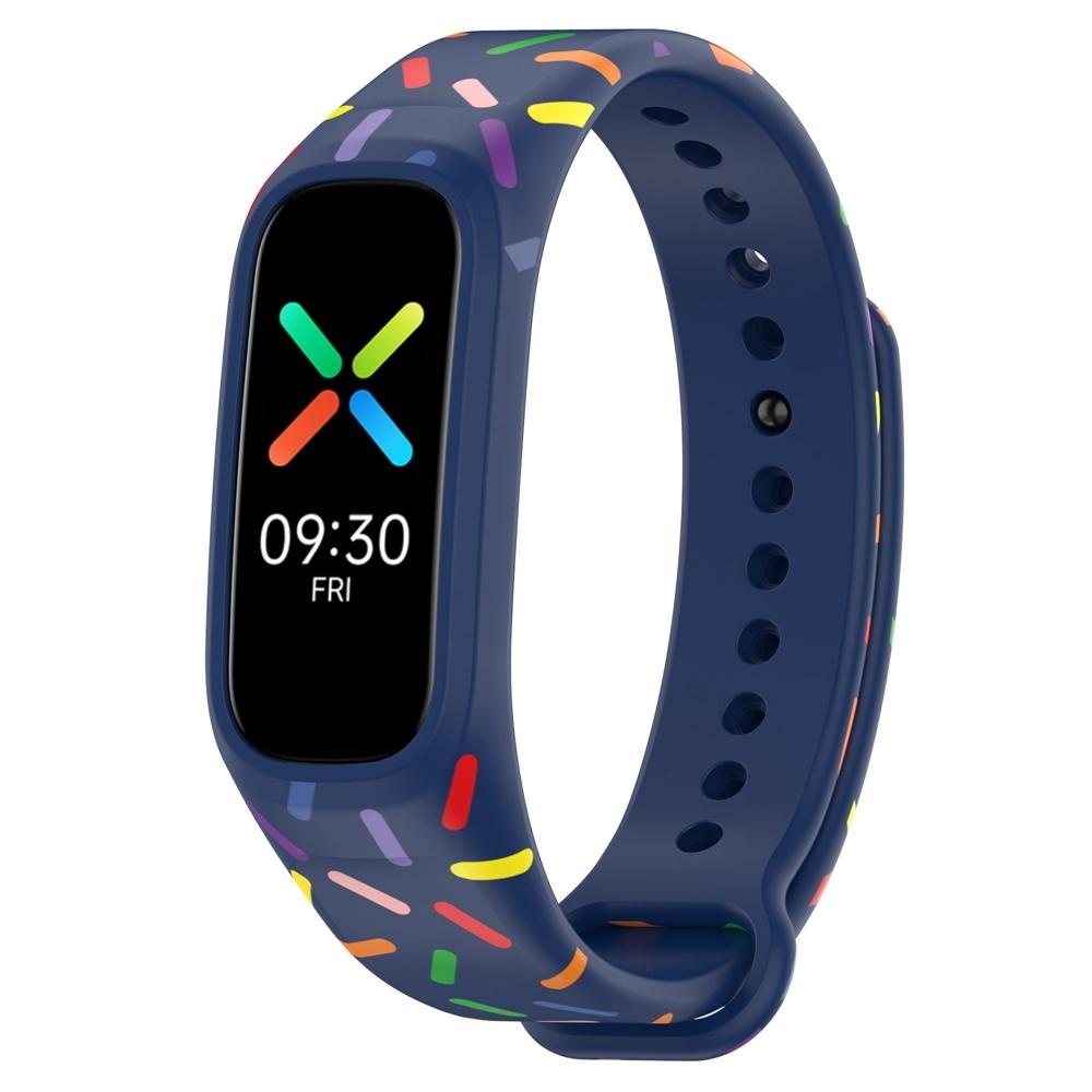 OPPO Band Silicone Watch Band Sports Rainbow Dots Soft Replacement Strap midnight Blue