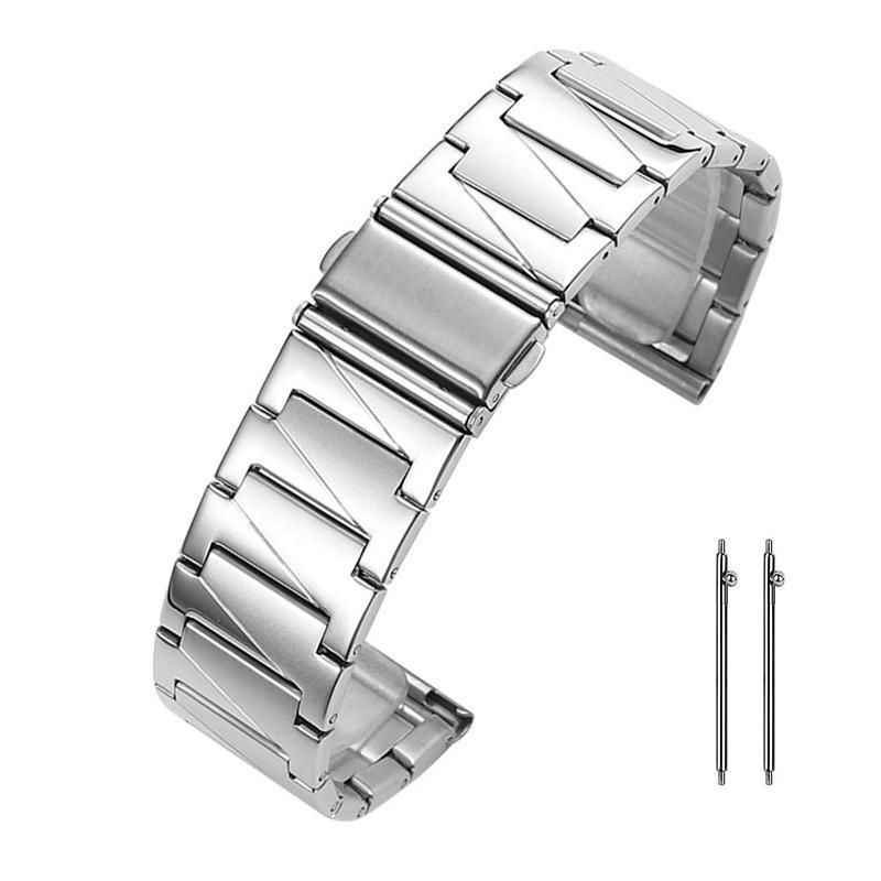22mm Stainless Steel Watch Band XDfind Stepped Adjustable Metal Watch Strap silver