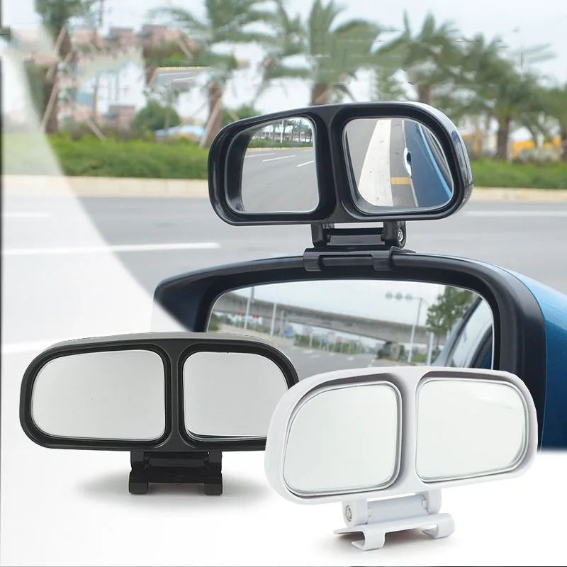 360 Adjustable Blind Spot Mirror Wide Angle Convex Rearview Mirror For Left & Right Car Side Mirrors silver Left