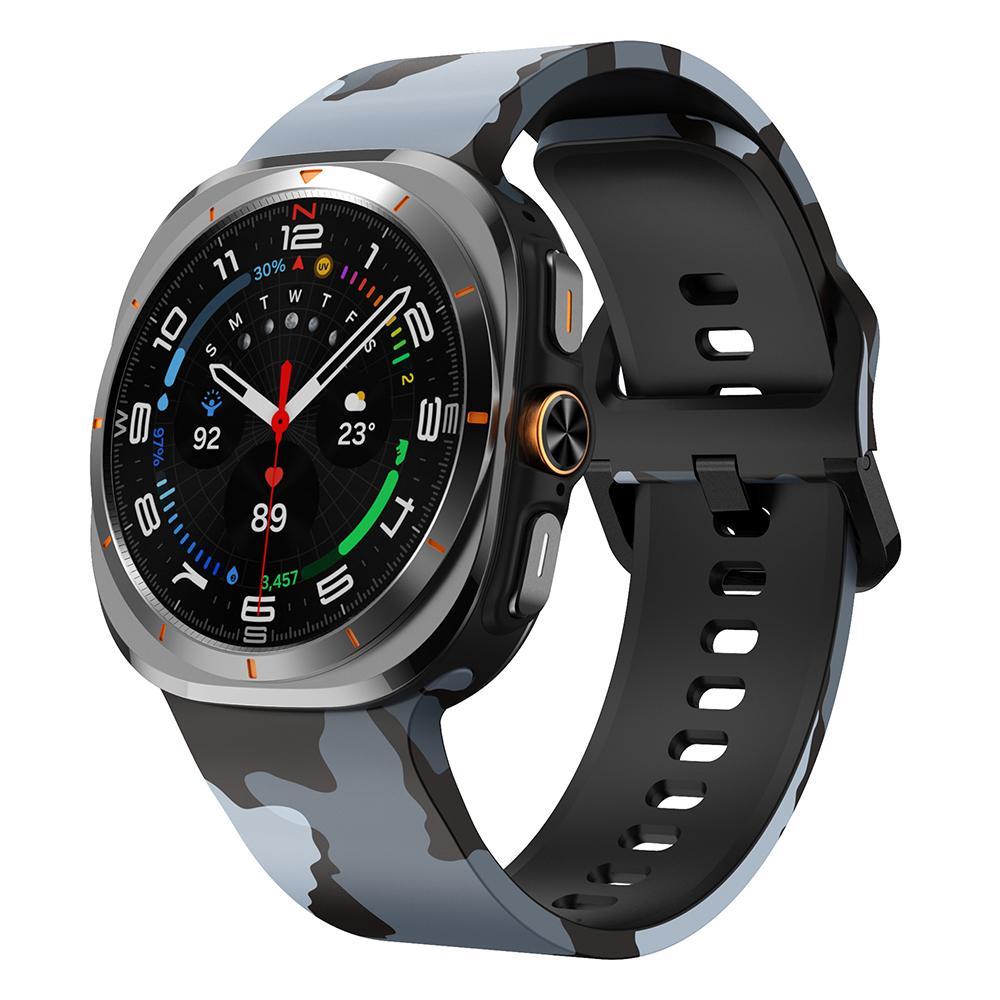 Samsung Galaxy Watch Ultra 47mm 2025 Printed Silicone Watch Band Adjustable Replacement Strap black Gray Camouflage