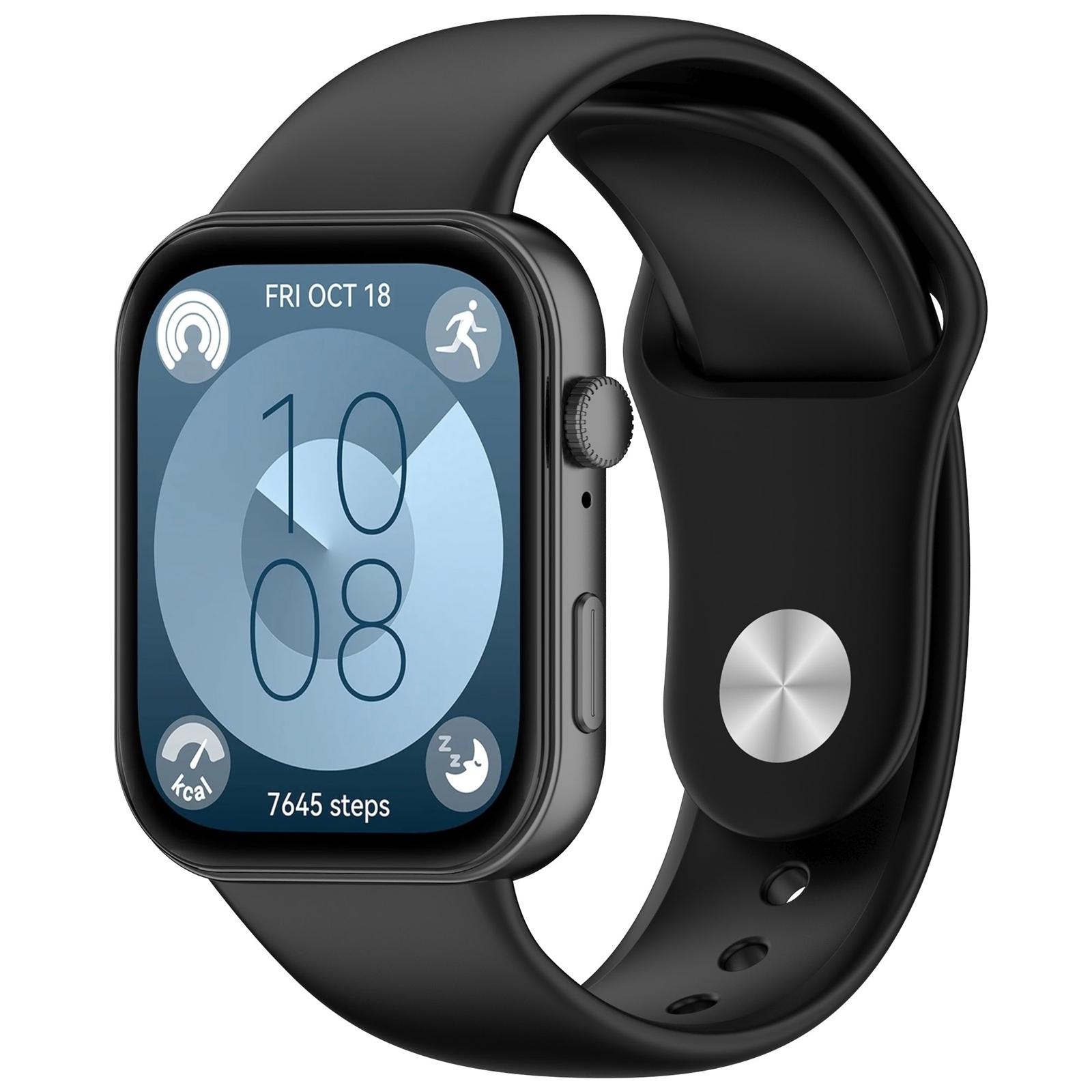 Huawei Watch Fit 3 Silicone Watch Band Waterproof Replacement Strap With Secure Reverse Buckle black