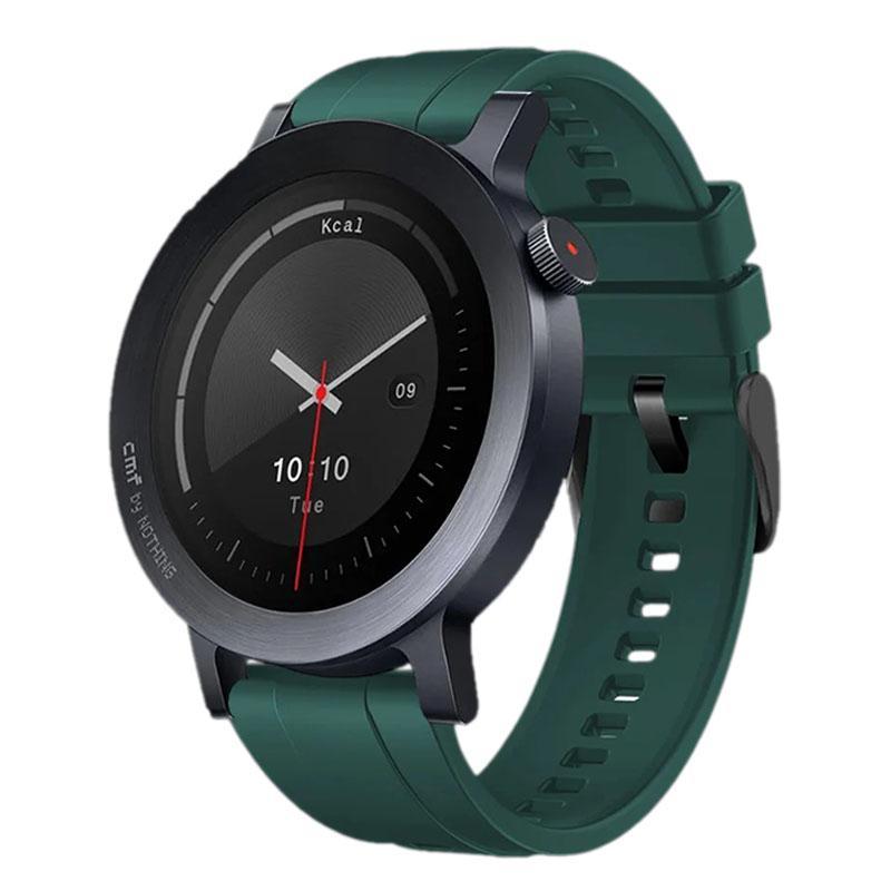 Nothing CMF Watch 3 Pro Silicone Watch Band Soft Adjustable Replacement Strap With Black Buckle dark Green