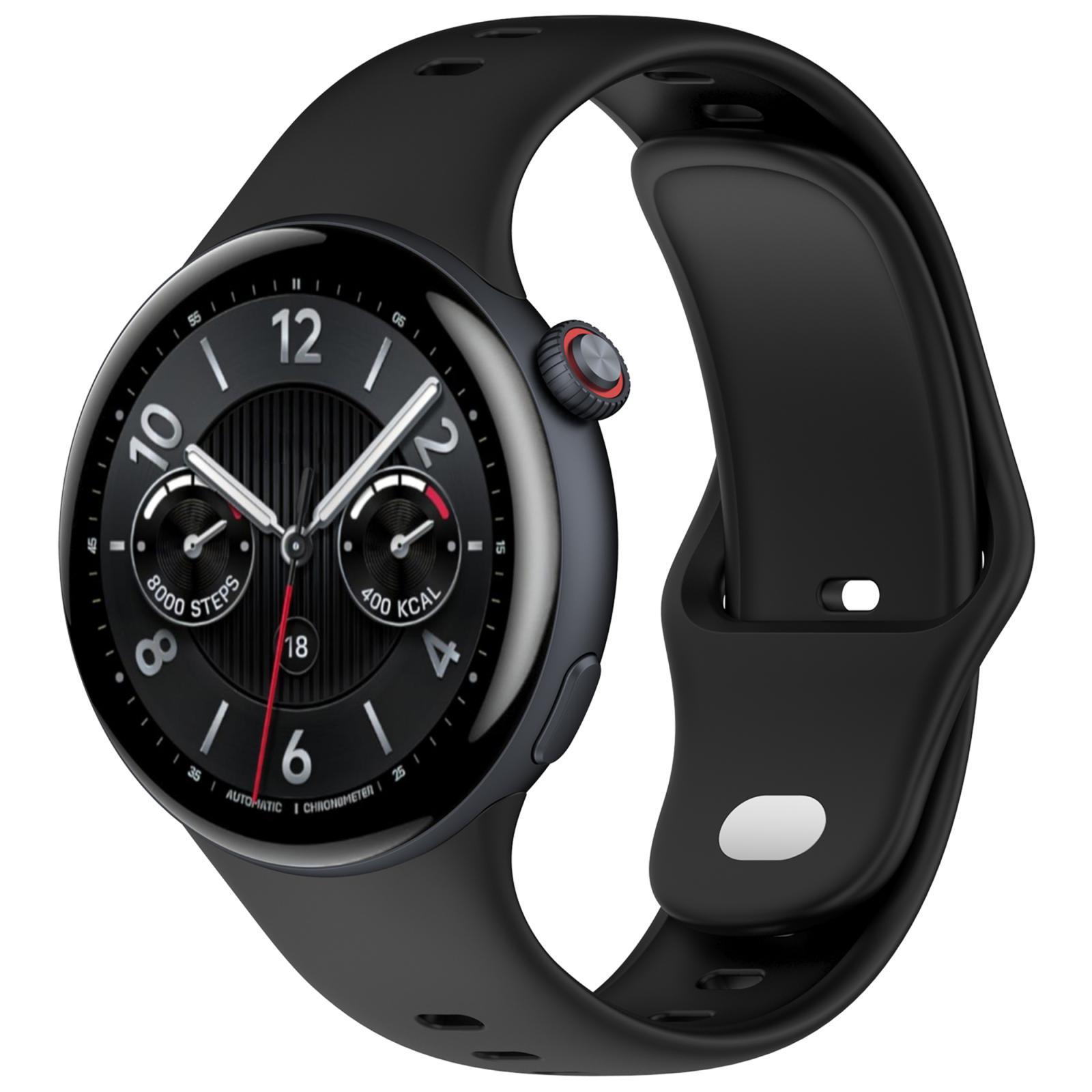 Vivo Watch 5 Silicone Watch Band Soft Adjustable Reverse Buckle Replacement Strap black