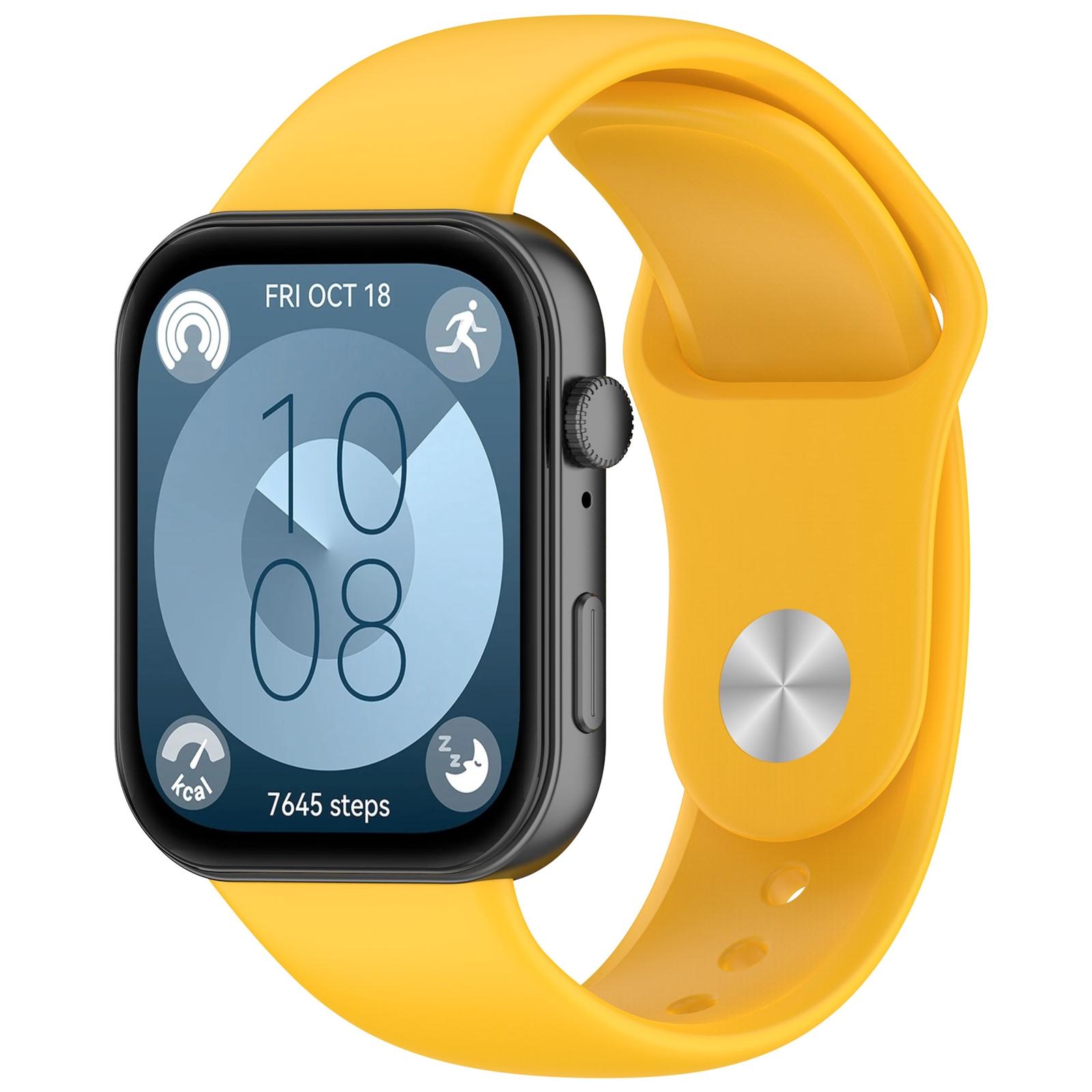 Huawei Watch Fit 3 Silicone Watch Band Waterproof Replacement Strap With Secure Reverse Buckle yellow