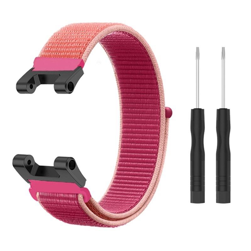 Amazfit T Rex T Rex Pro Ares Nylon Watch Band Adjustable Replacement Strap rose Red