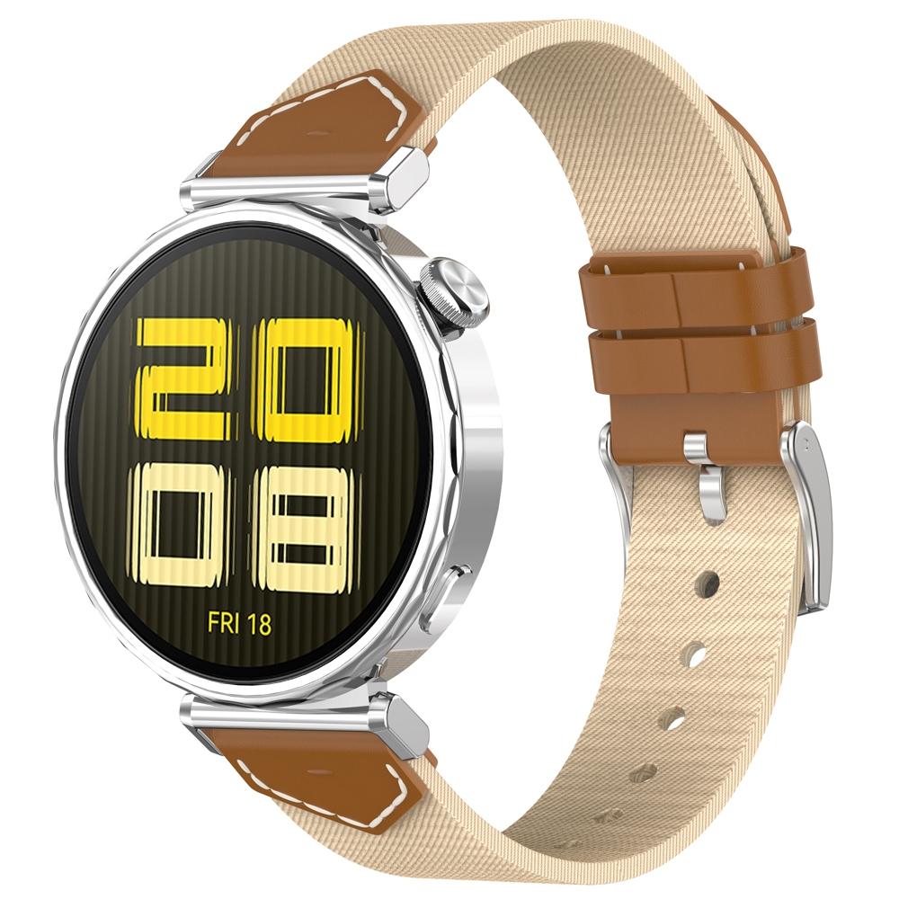 Huawei Watch GT 5 41mm GT 5 Pro 42mm Nylon Watch Band Stitched Denim Watch Strap brown Apricot