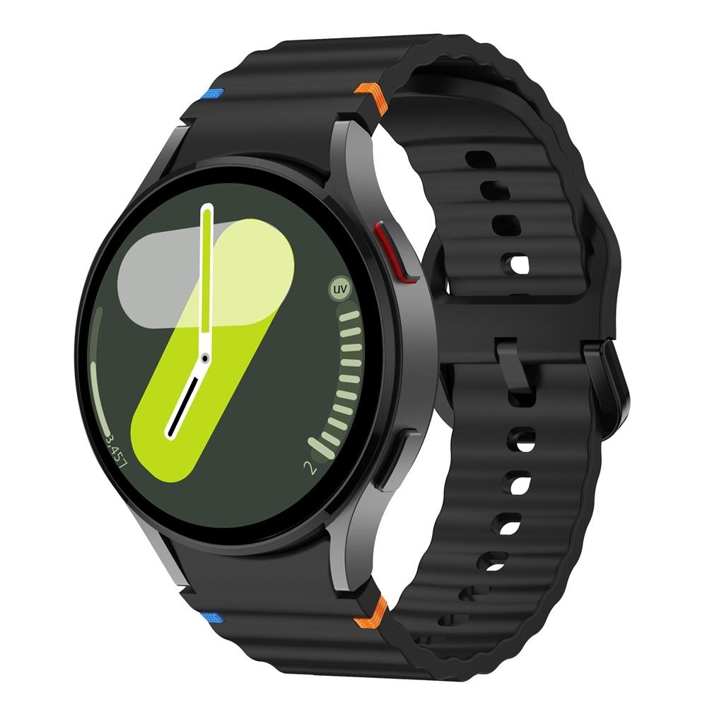 Samsung Galaxy Watch FE 40mm Silicone Watch Band Wave Pattern Adjustable Replacement Strap black