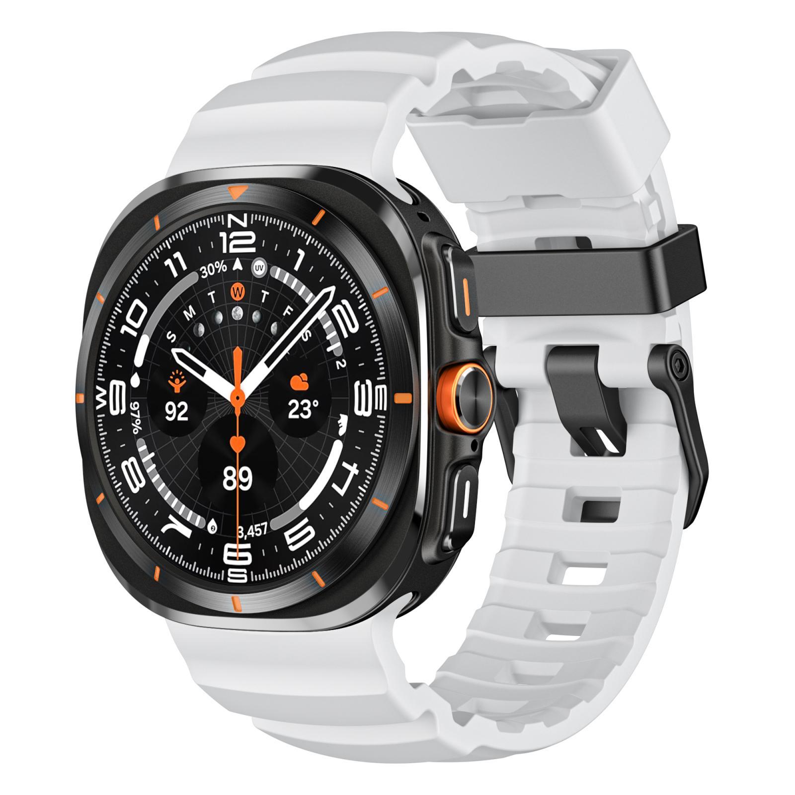 Samsung Galaxy Watch Ultra 47mm Silicone Watch Band Rugged Sports Watch Strap For Outdoor Adventures white