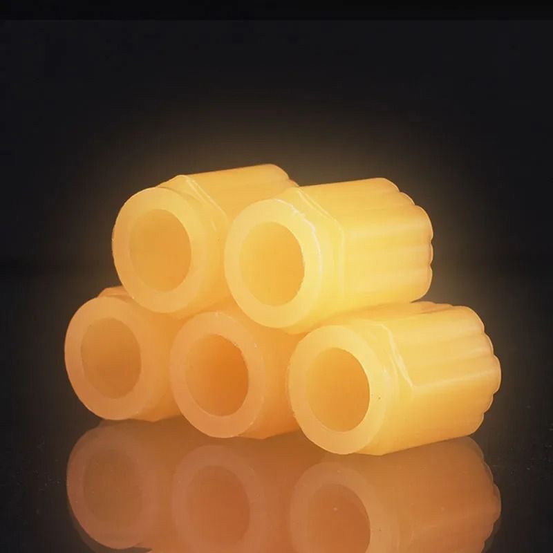 Glow In The Dark Hexagonal Tire Valve Stem Caps For Cars Motorcycles And Bicycles 8pcs Orange