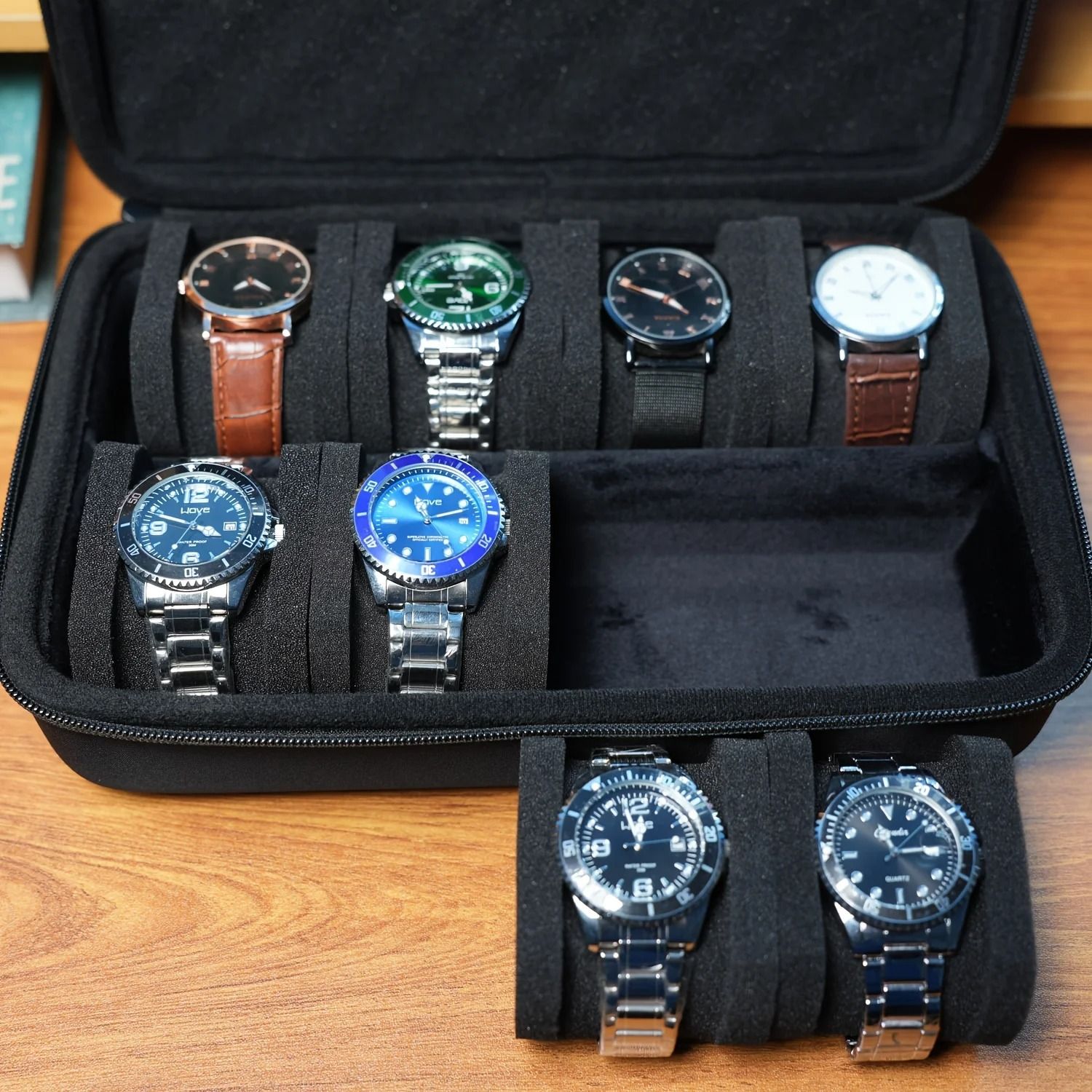 8 Slot Watch Box Organizer Display Storage Case For Wristwatches And Smart Watches 8 Slot Watch Box Organizer Display Storage Case For Wristwatches And Smart Watches