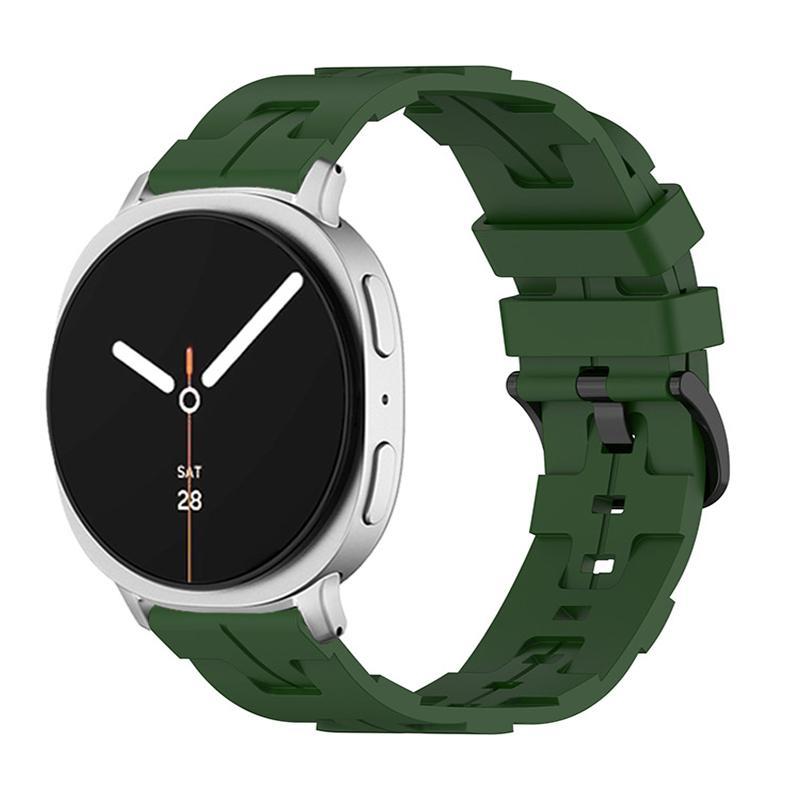 Samsung Galaxy Watch8 Classic Silicone Watch Band Soft Adjustable Replacement Strap With Black Buckle army Green