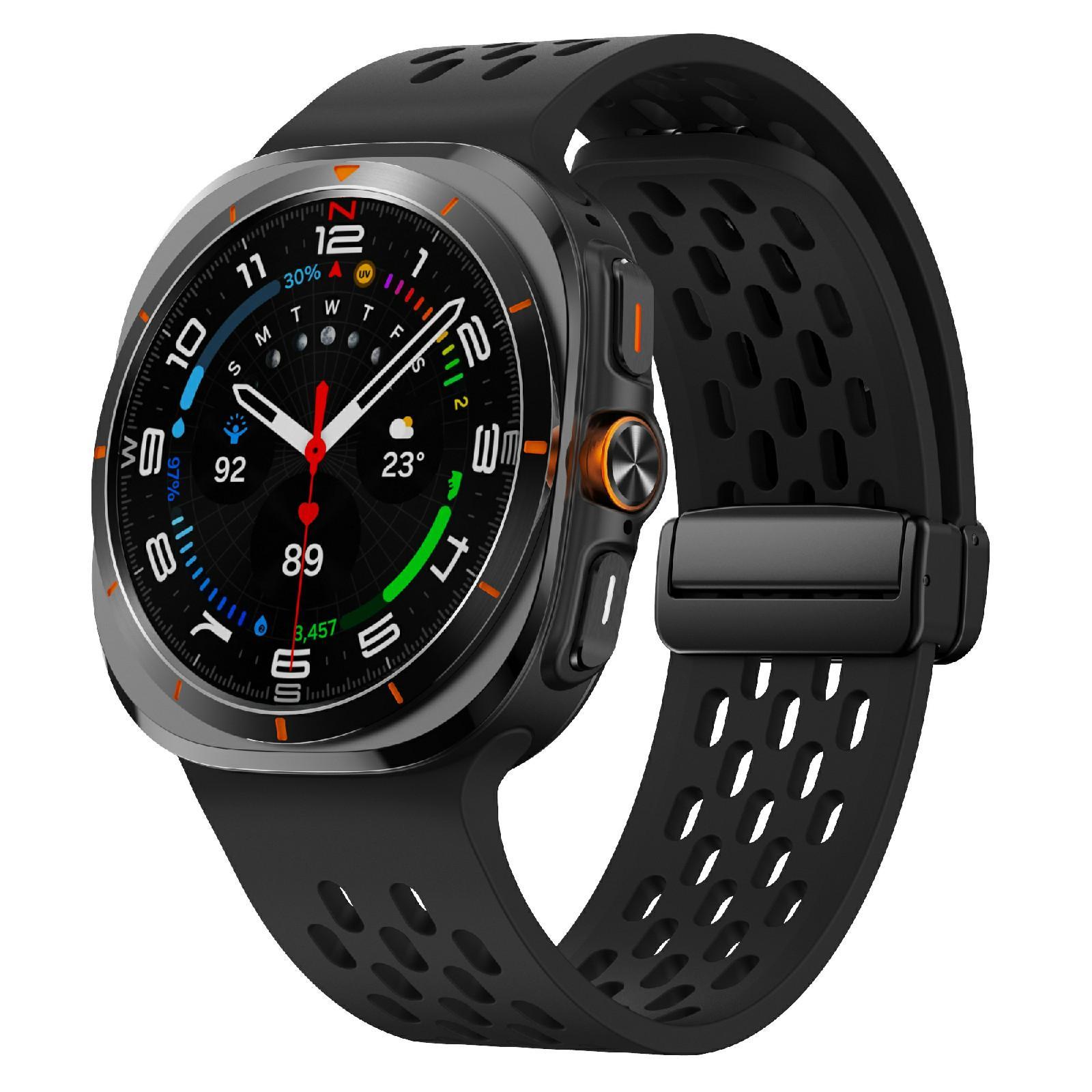 Kalebol Samsung Galaxy Watch Ultra 47mm Band Magnetic Silicone Watch Strap Mesh Sport Replacement black