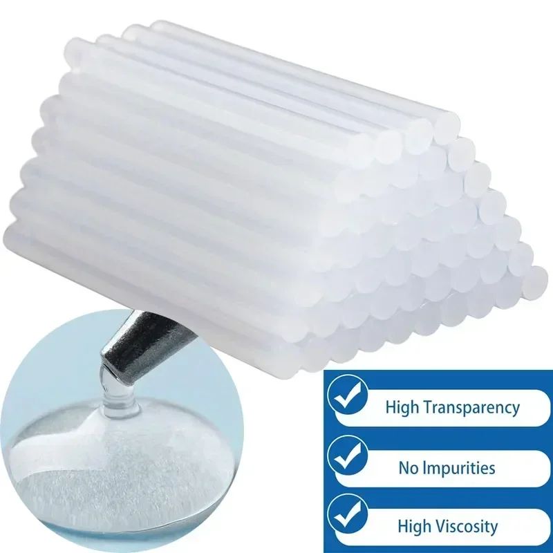 Transparent EVA Hot Melt Glue Sticks Strong Fast Bond Refill For Glue Guns, DIY Crafts, Home Repairs & Woodworking 7x100mm 50 Pcs