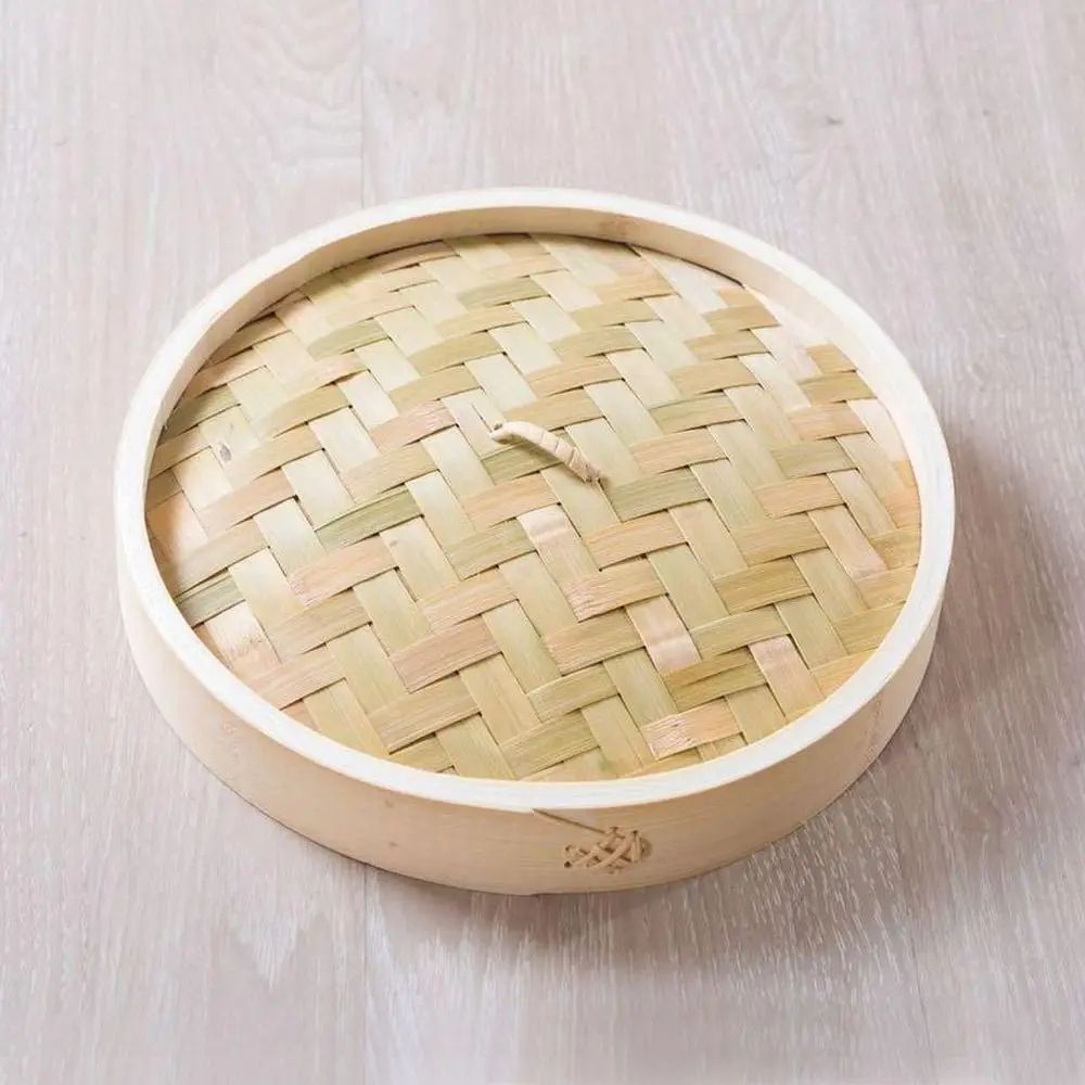 Bamboo Food Steamer Basket With Lid For Dumplings Bao Buns And Vegetables 13cm Cover