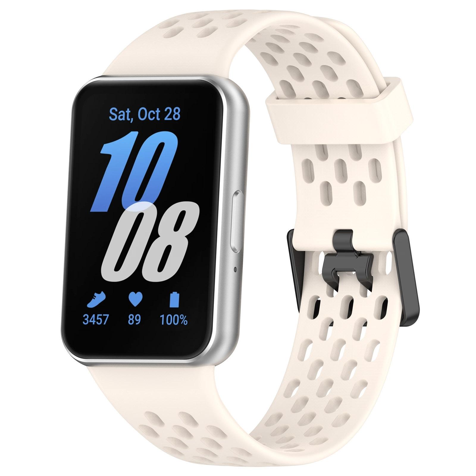 Samsung Galaxy Fit 3 Silicone Watch Band Dual Buckle Adjustable Sport Replacement Strap starlight