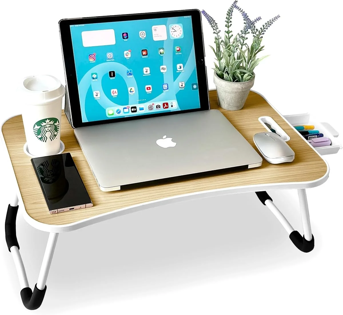 Klappbarer Laptop-Tisch Tragbarer Faltbarer Schreibtisch mit Metallbeinen Ergonomisches Design für Bett Sofa Heimarbeit Büroarbeit