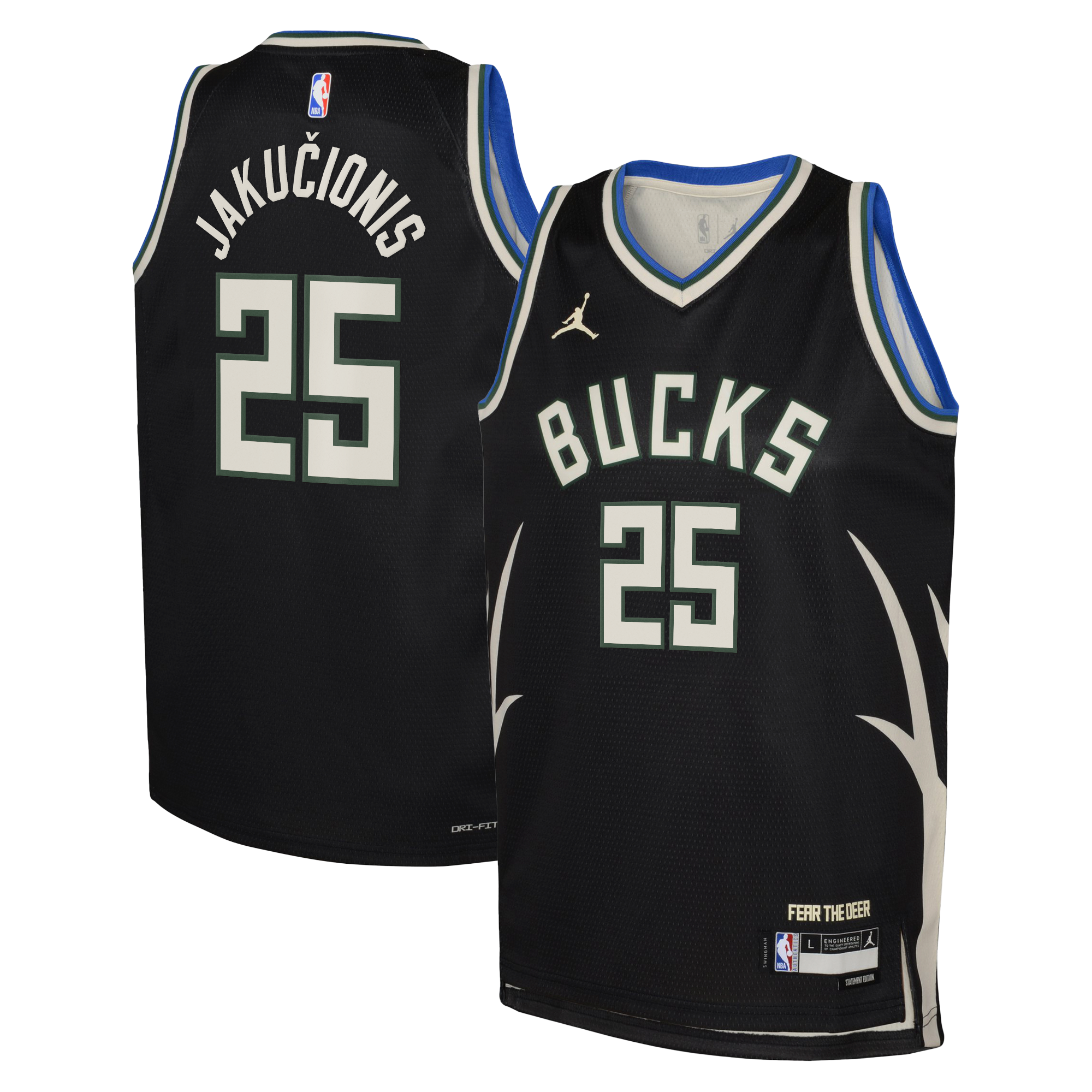 Milwaukee Bucks Jordan Statement Swingman Jersey 22 - Personnalisé - Jeunes - Kasparas Jakučionis 25 - unisexe Taille: M (10/12)