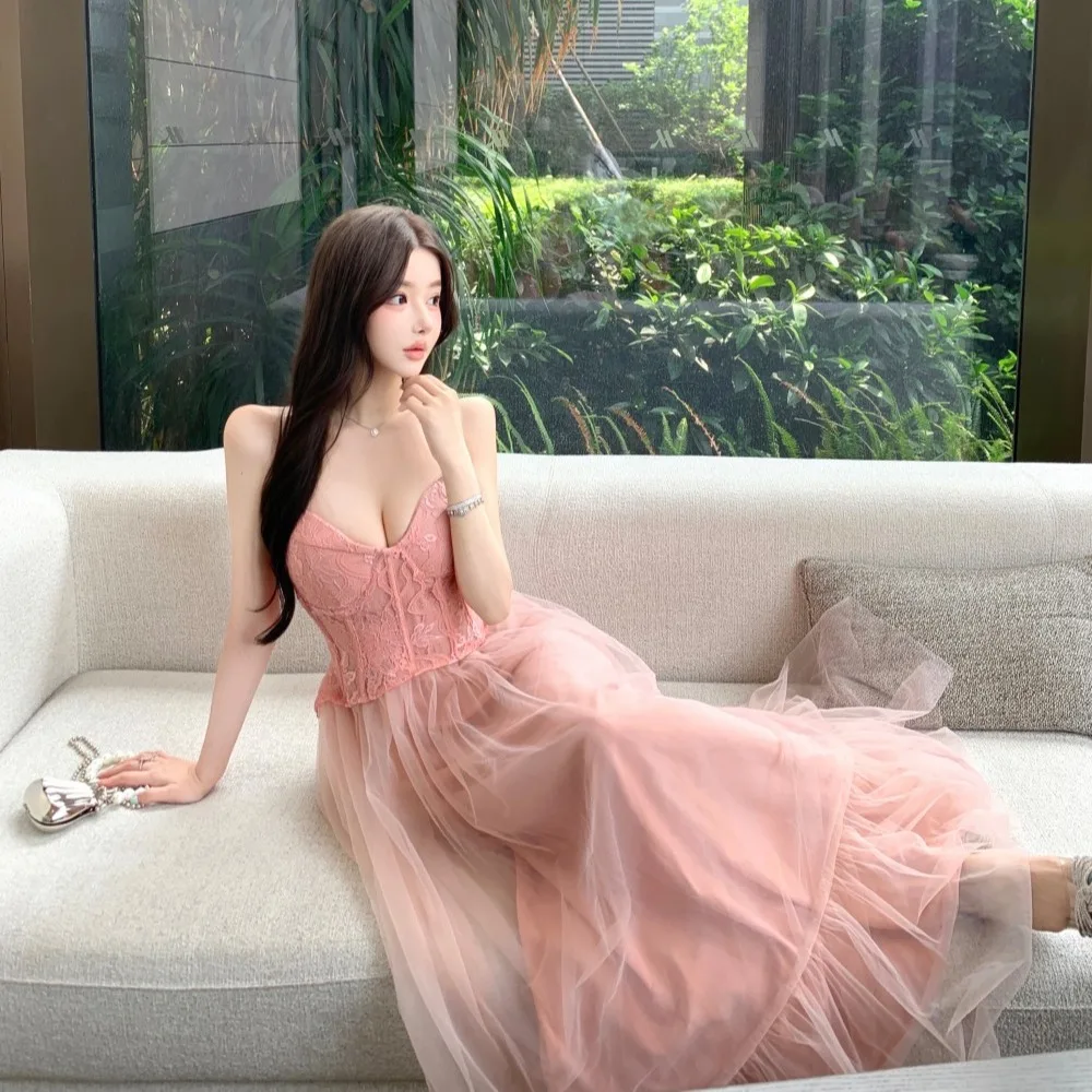 2026 French Elegant Luxury Evening Dress Women Chic Gown Fashion Mesh Lace Party Dresses Heavy Craftsmanship Boned Wedding Dress
