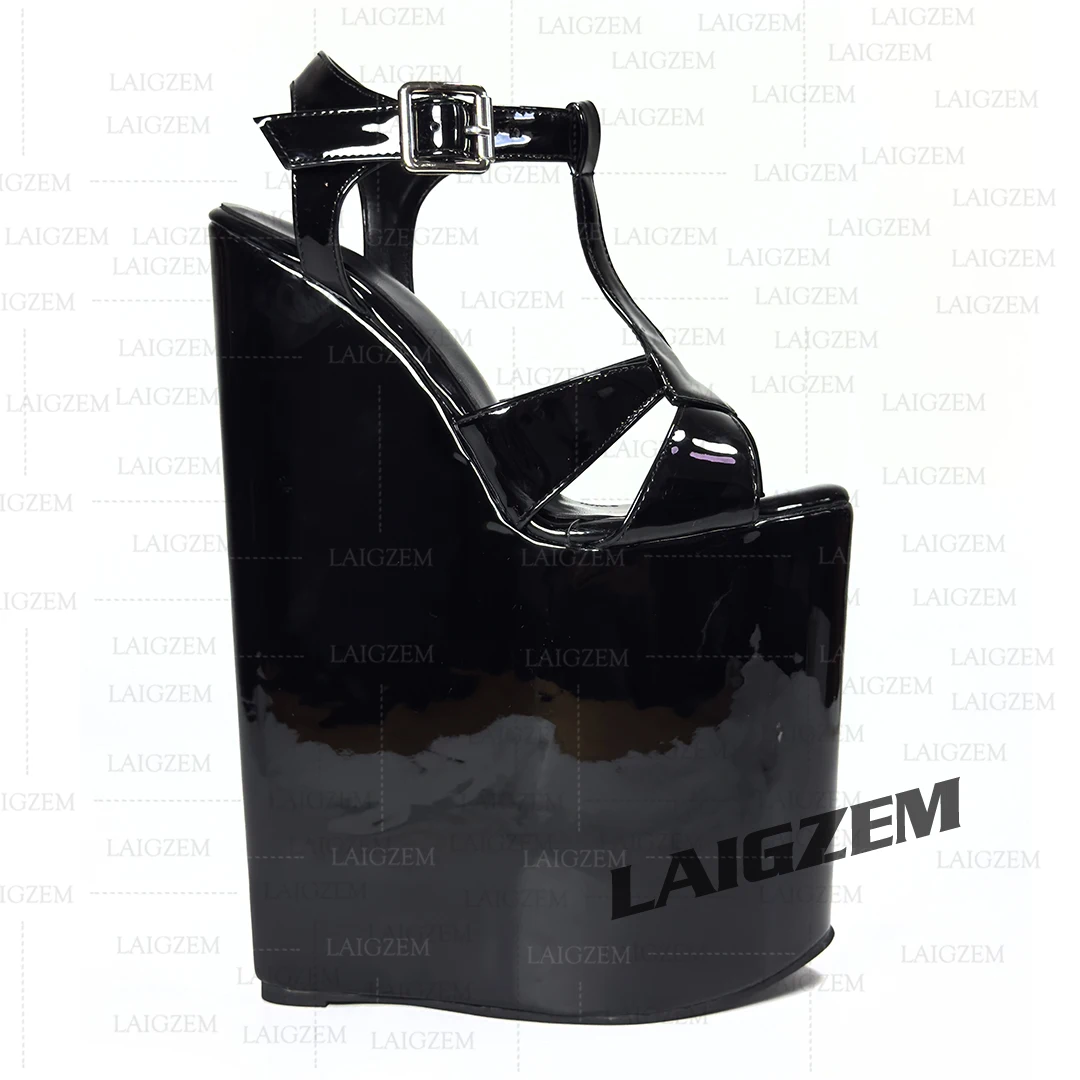 LAIGZEM Damen Sandalen Plateau-Keilabsatz 25CM Hohe Absätze Pumps Höhenerhöhende Party- und Abschlussball-Schuhe Handgefertigte Damenschuhe Große Größen 36 43 46 48
