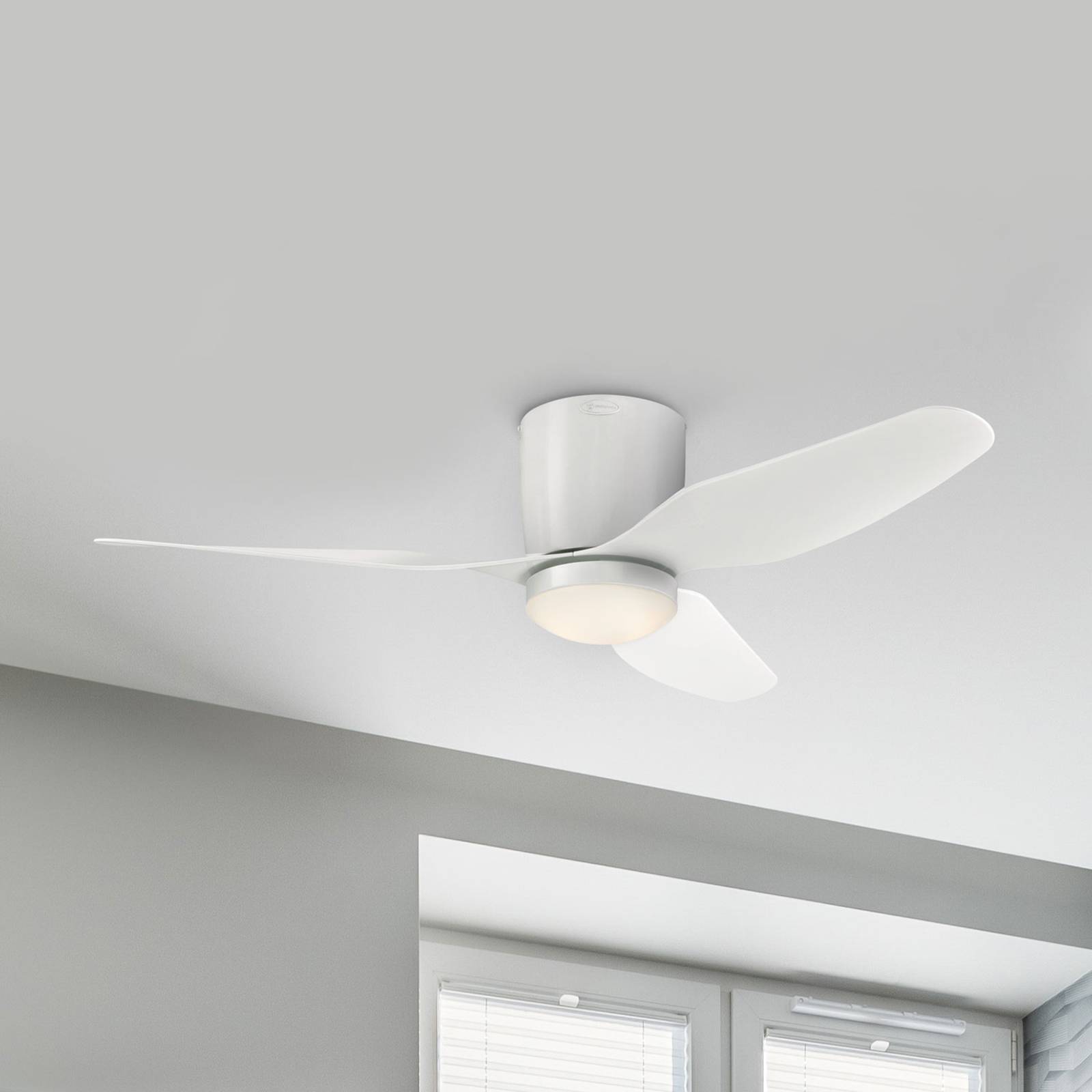Westinghouse Ventilatore da soffitto LED Carla, silenzioso, 117 cm, bianco dimmerabile, Bianco / Opale, Soggiorno / Sala da pranzo, Plastica, Moderno