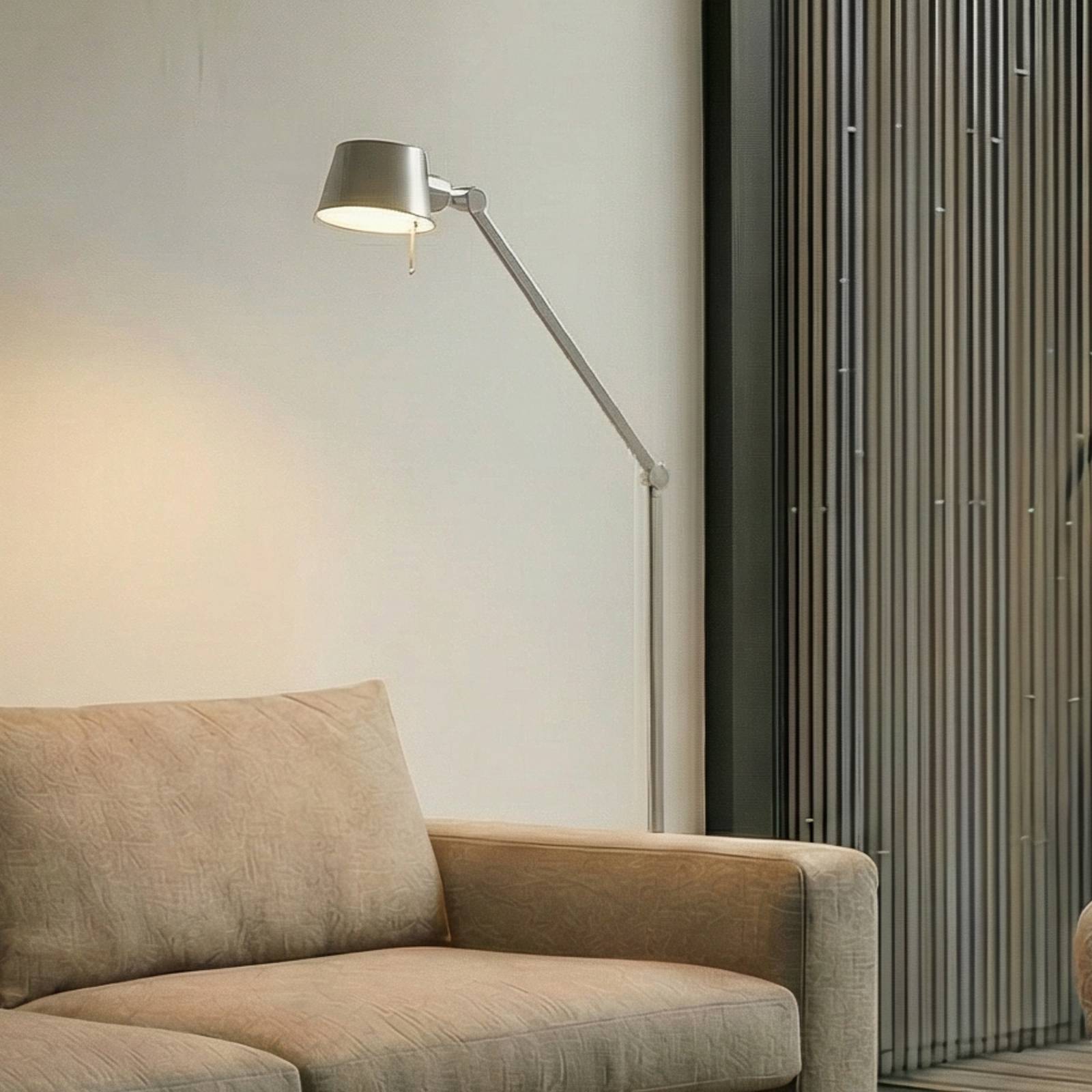 Lampada da terra Silka Lucande, Alluminio / Grigio / Zincato, Studio / Ufficio, Metallo, Moderno, Lampada da terra