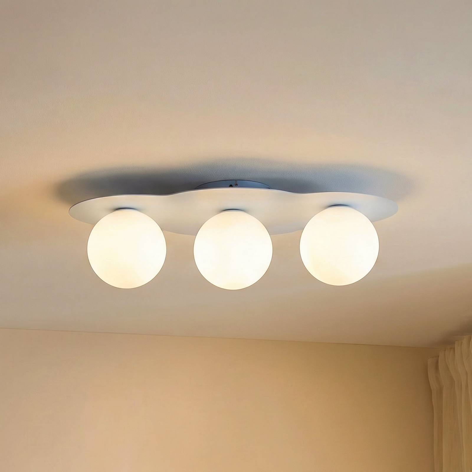 Plafoniera Cloud TK Lighting, dimmerabile, Blu, Cameretta, Vetro, Giovanile, Plafoniera