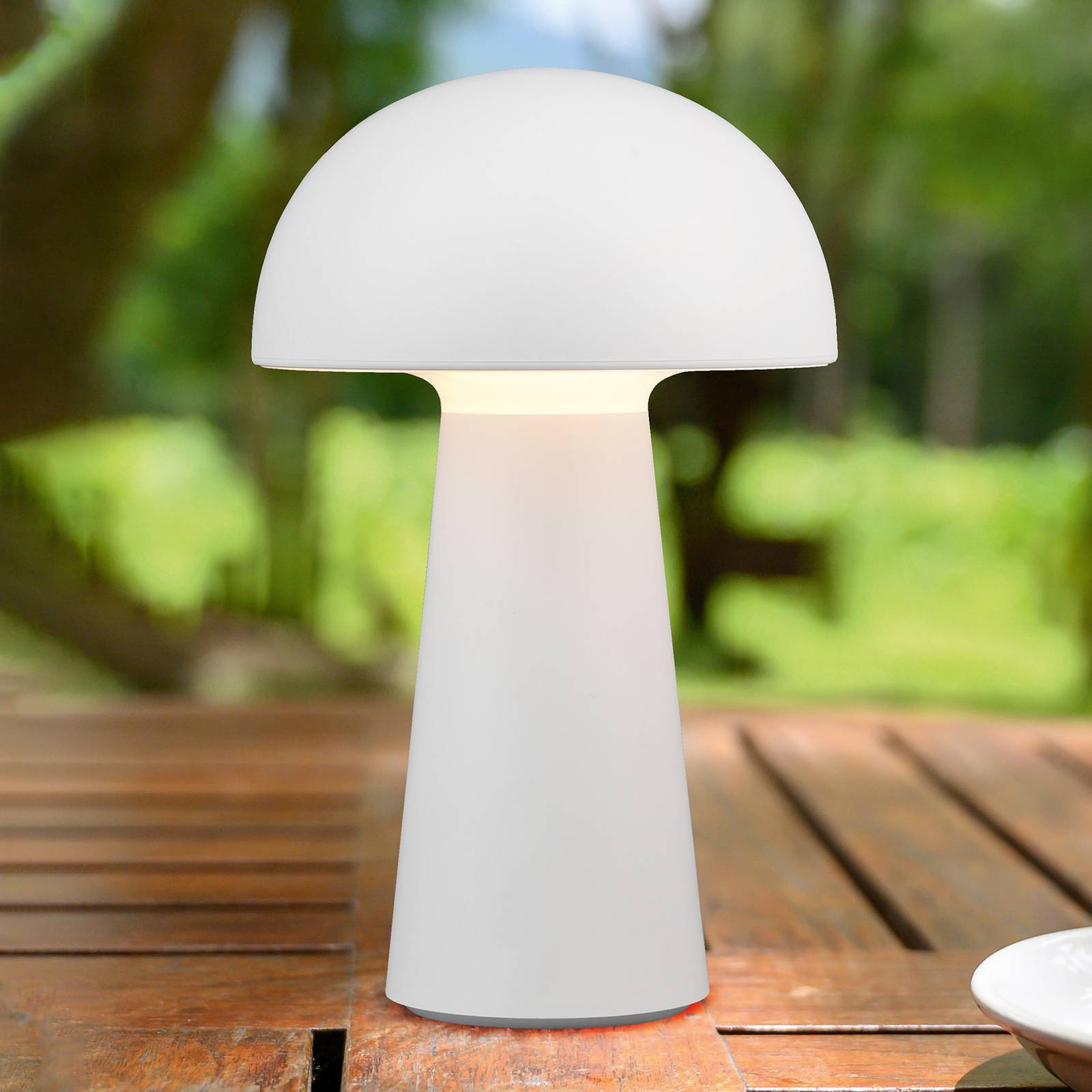 Reality Leuchten Lampada LED da tavolo Lennon, accu touchdim bianco dimmerabile, Bianco / Opale, Plastica, Moderno