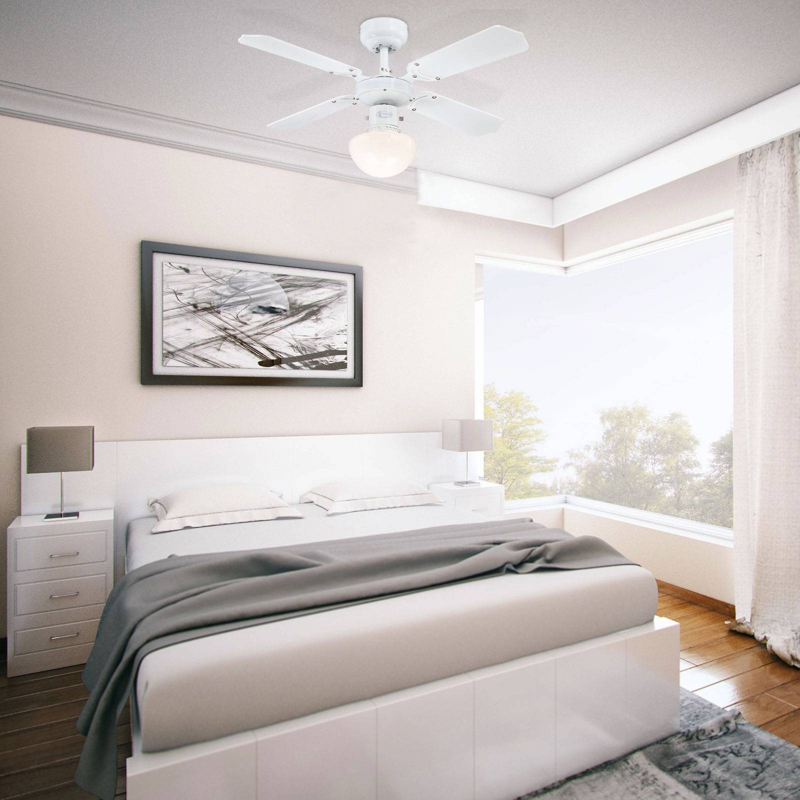 Westinghouse Portland Ambiance ventilatore bianco, Bianco / Opale, Soggiorno / Sala da pranzo, Legno