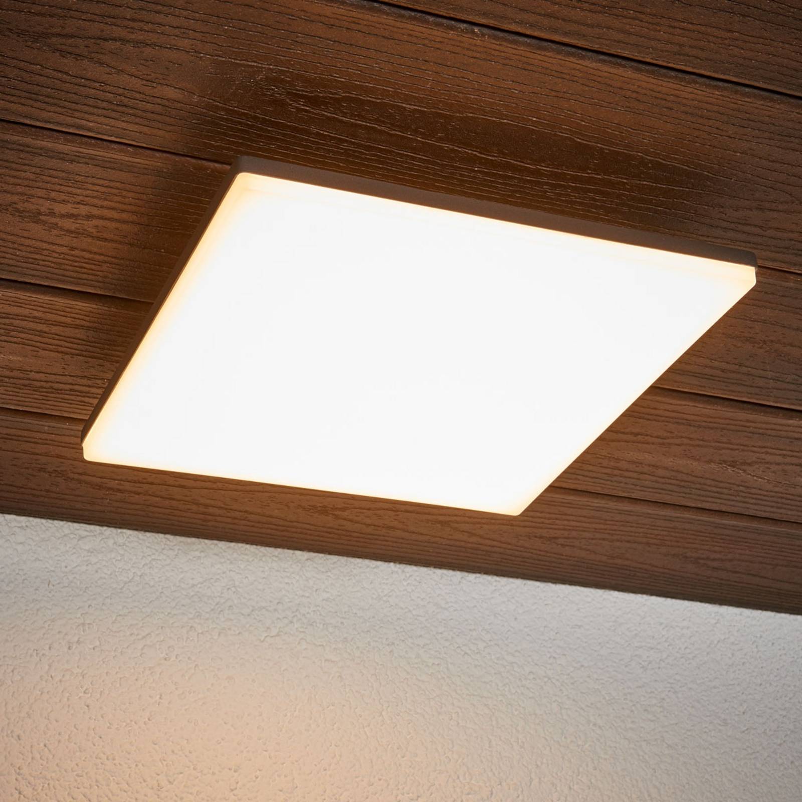 Plafoniera LED Henni, IP65, sensore, 30x30 cm, antracite Henni Lucande, Alluminio / Grigio / Zincato, Moderno, Plafoniere LED