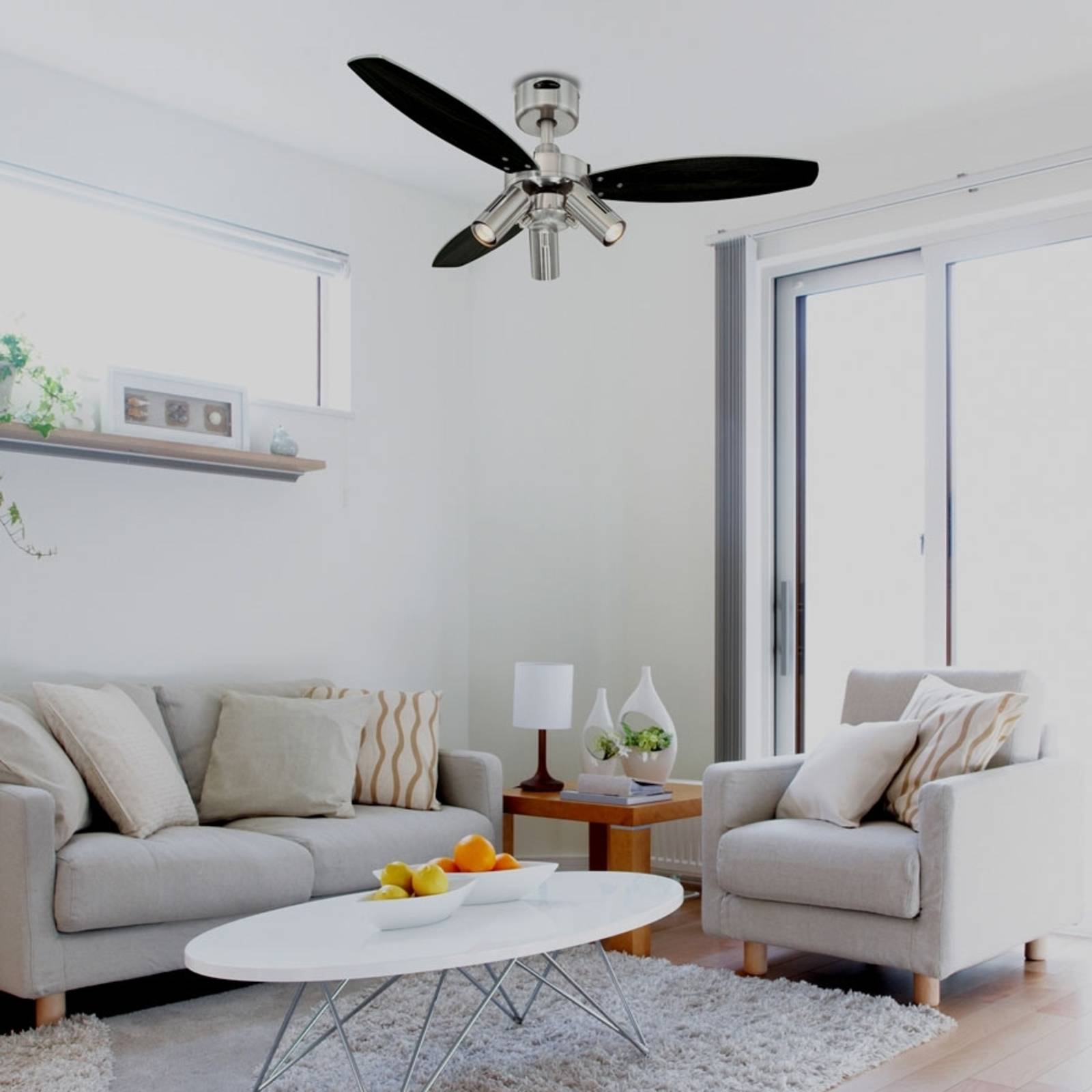 Westinghouse Ventilatore Jet Plus con telecomando JET, Legno scuro, Soggiorno / Sala da pranzo, Legno, Moderno