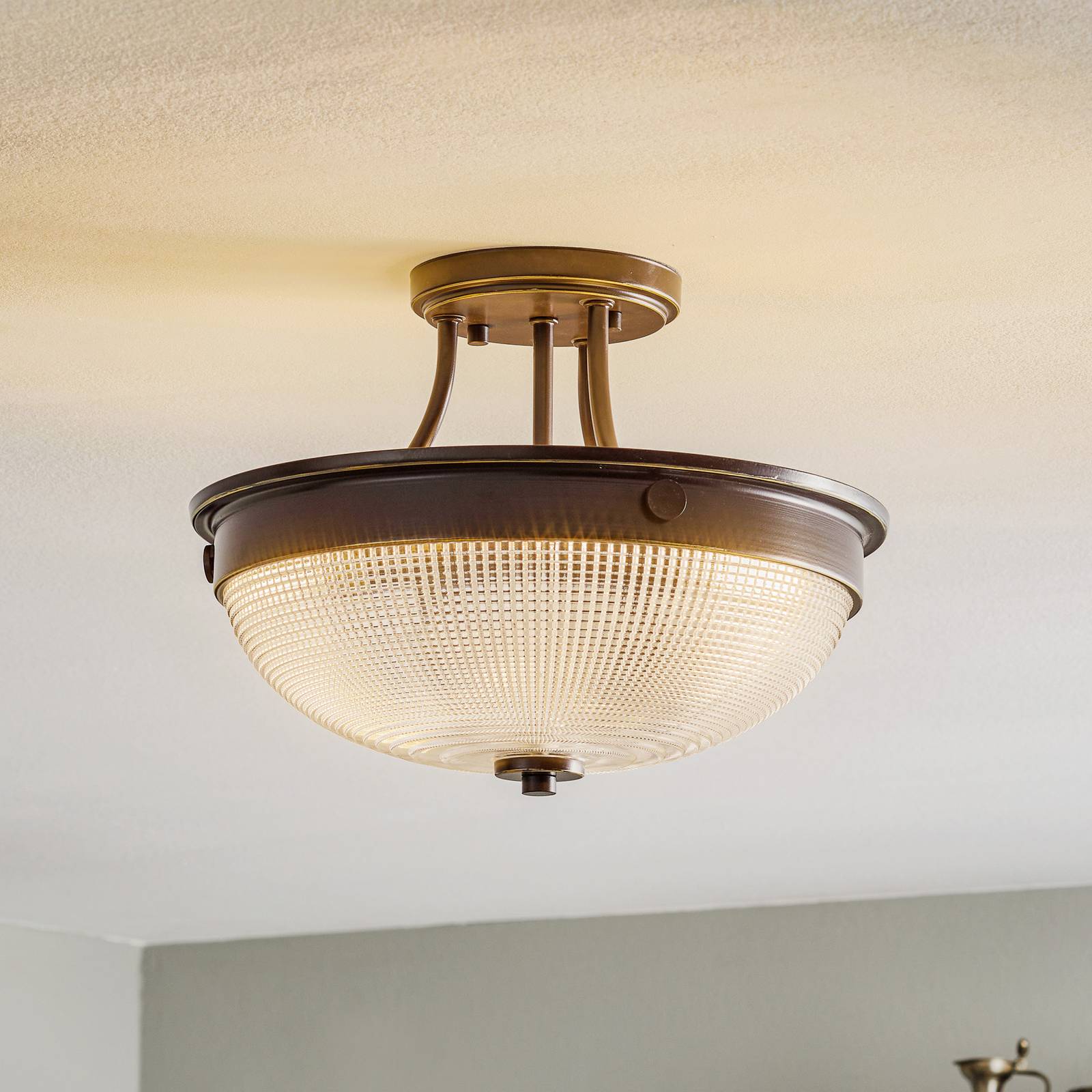 QUOIZEL Plafoniera soffitto Mantle, dimmerabile, Bronzo / Ottone antico, Soggiorno / Sala da pranzo, Metallo, Antico, Plafoniera