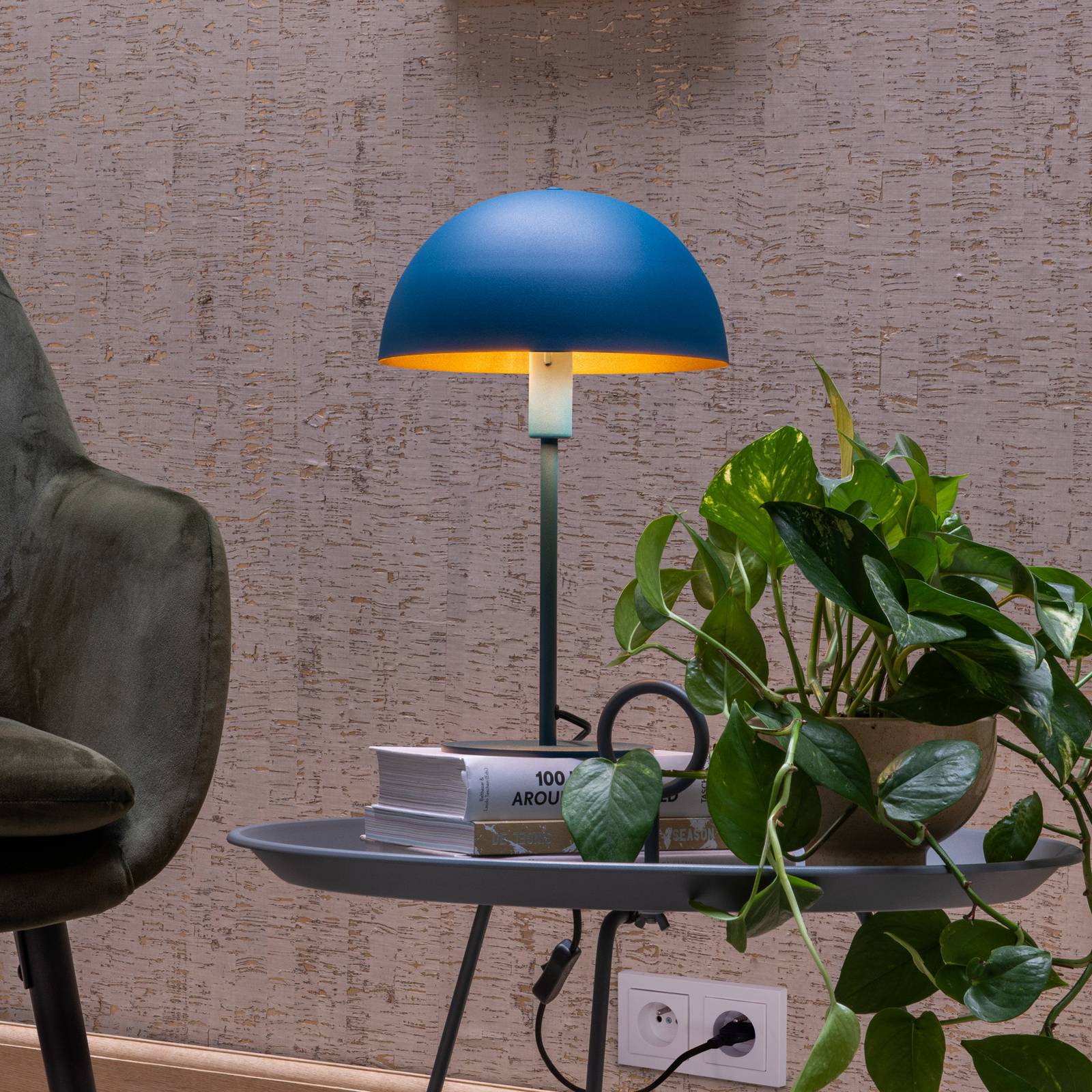 Lucide Lampada da tavolo Siemon, Blu, Soggiorno / Sala da pranzo, Metallo, Moderno, Lampada da tavolo
