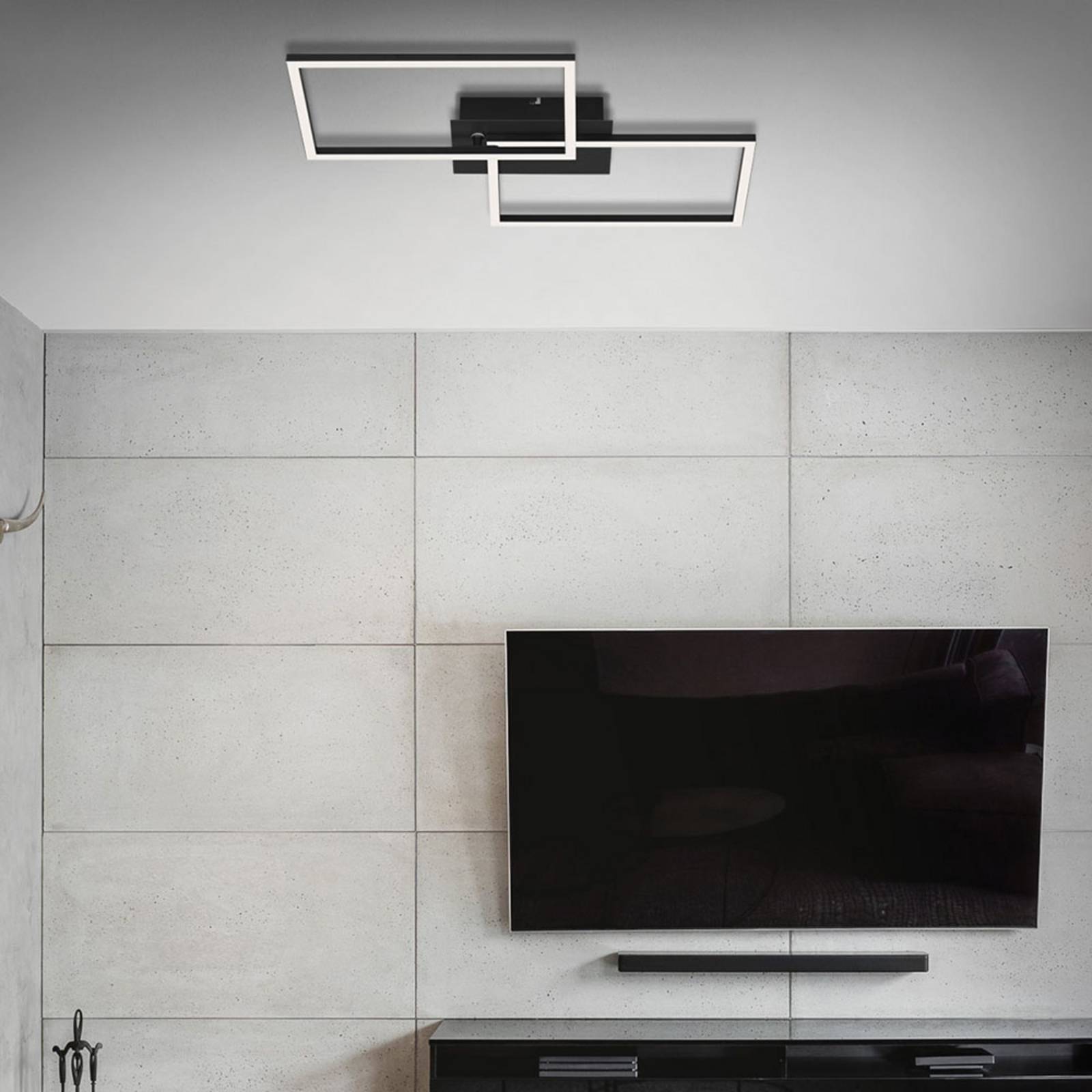 Briloner Plafoniera a LED Frame, dimmerabile, Nero, Soggiorno / Sala da pranzo, Metallo, Moderno, Plafoniera LED