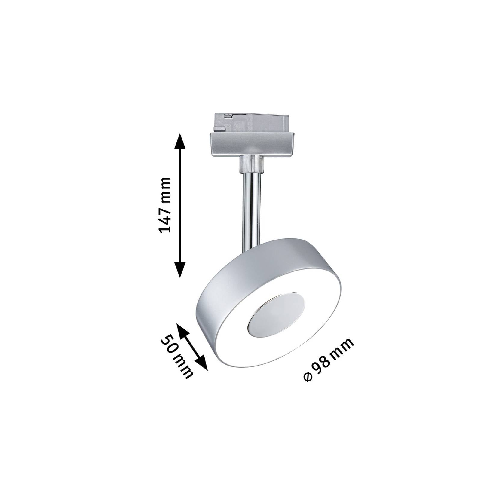 Paulmann URail faretto LED Circle tondo 5W cromo, Alluminio / Grigio / Zincato, Soggiorno / Sala da pranzo, Metallo, Moderno
