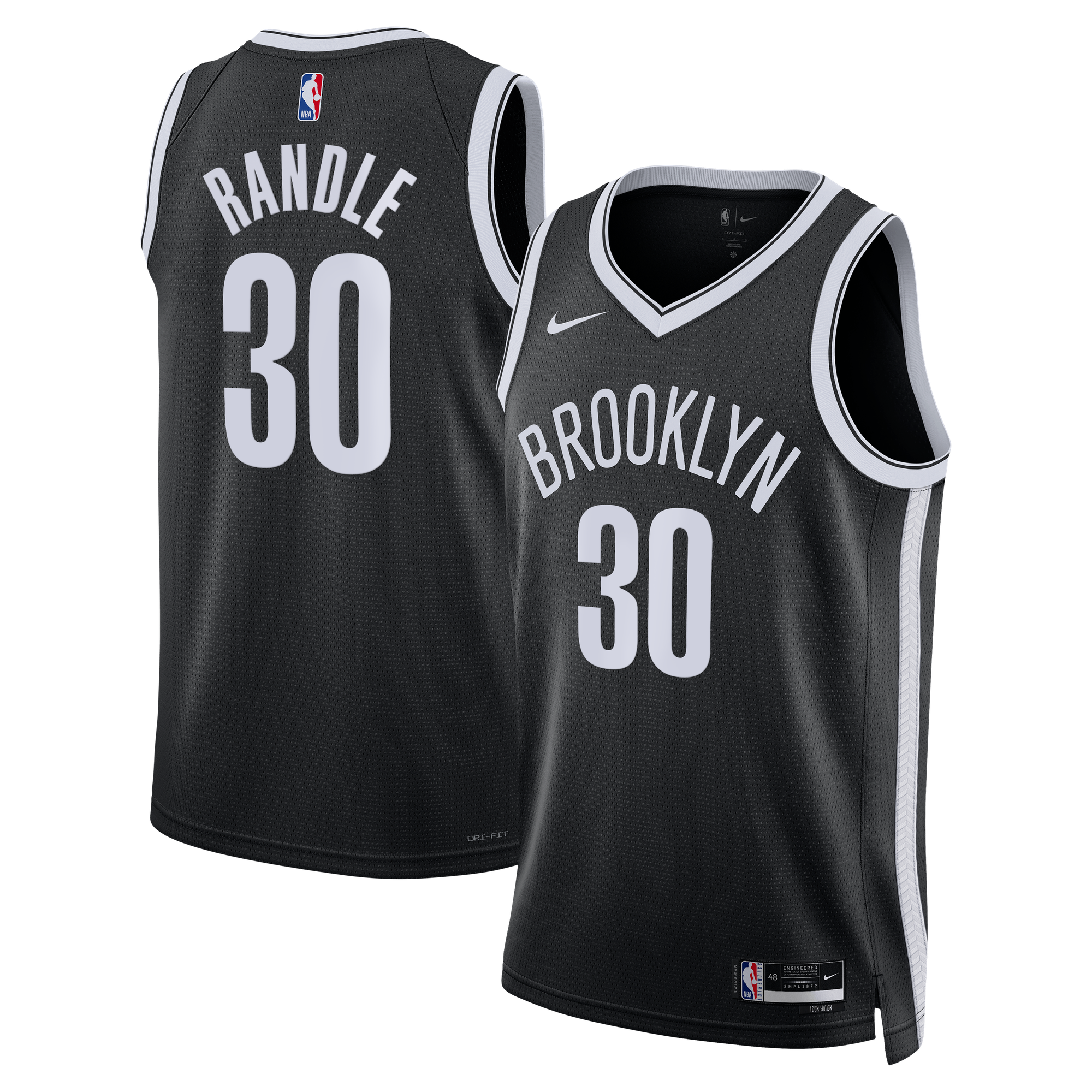 Maillot Nike Icon Swingman des Brooklyn Nets - Noir - Julius Randle - Unisexe - Homme Taille: L
